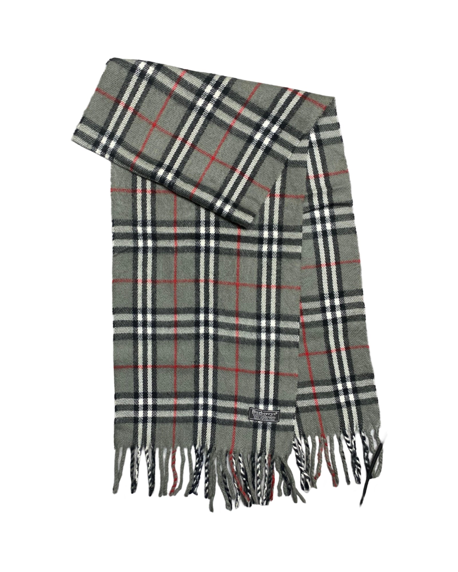 Burberry Vintage Check Wool Scarf | Grey Check | 100% Lambswool (0183)