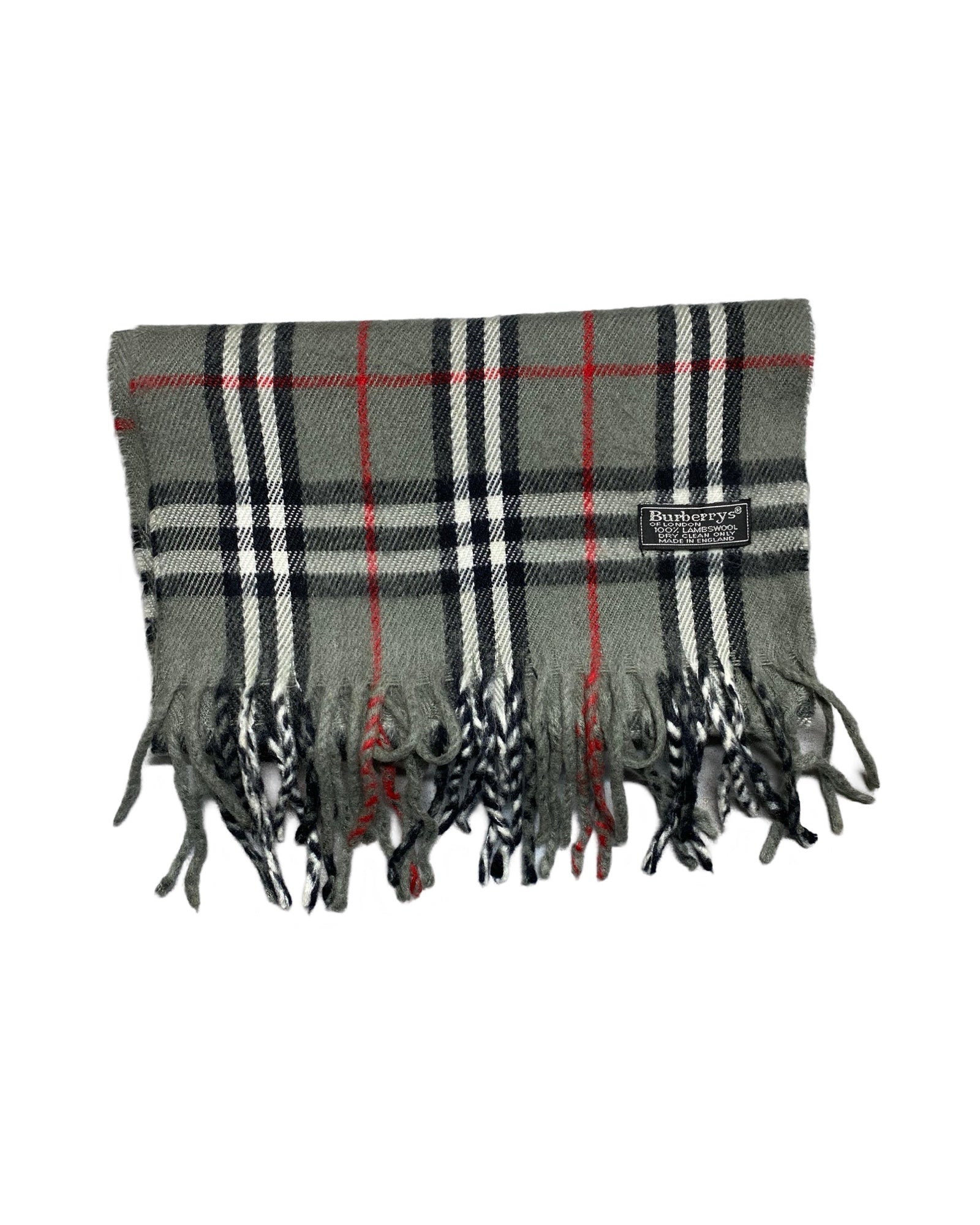 Burberry Vintage Check Wool Scarf | Grey Check | 100% Lambswool (0183)