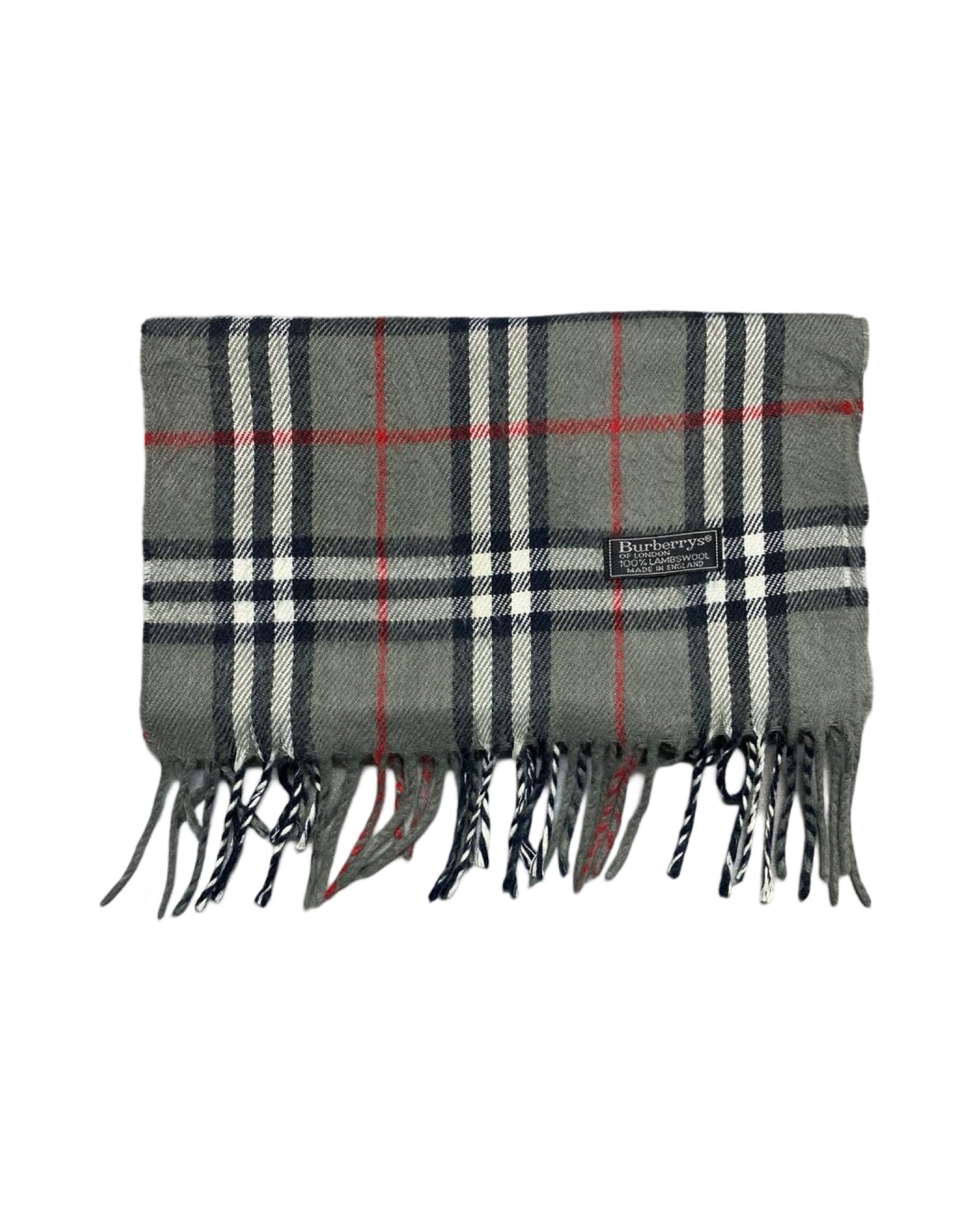 Burberry Vintage Check Wool Scarf | Grey Check | 100% Lambswool (0185)