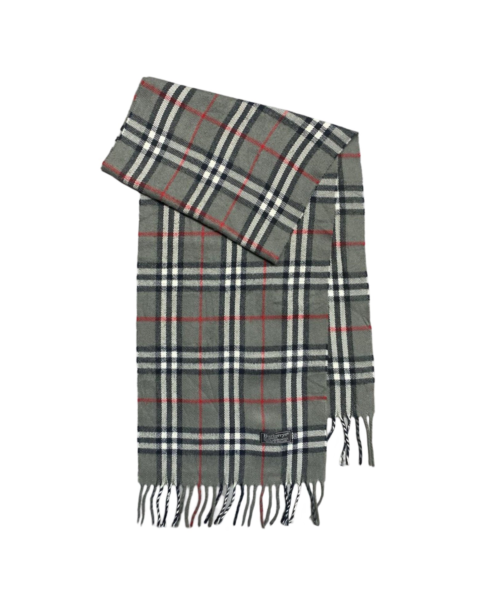 Burberry Vintage Check Wool Scarf | Grey Check | 100% Lambswool (0185)