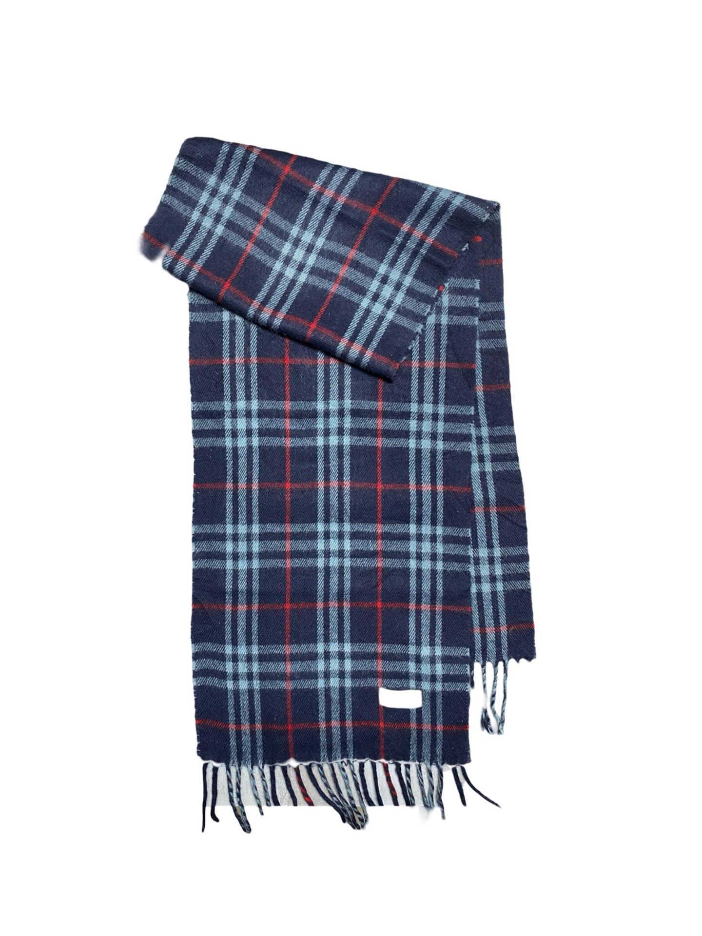 Burberry Vintage Check Wool Scarf | Navy Blue Check | 100% Lambswool (0187)