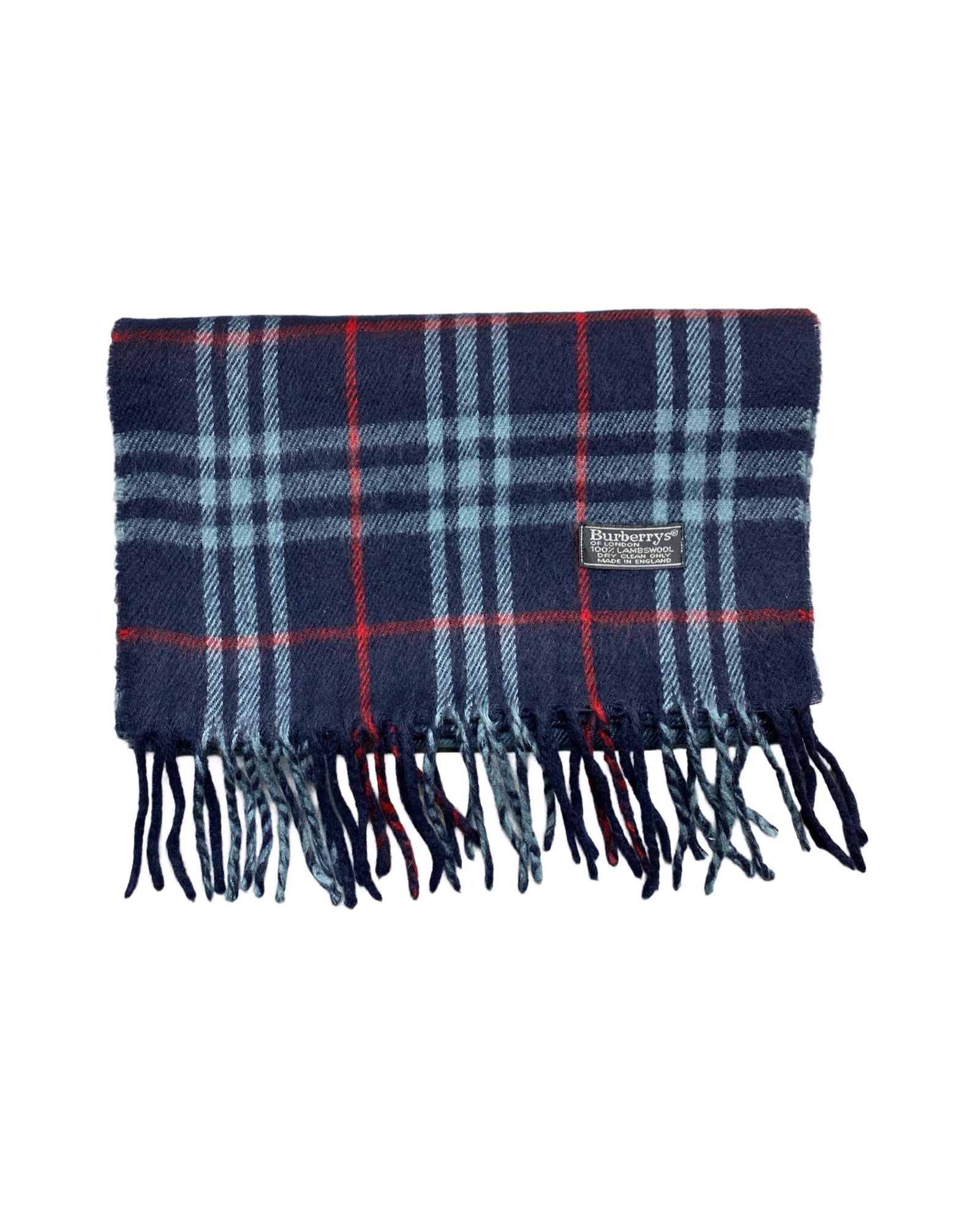 Burberry Vintage Check Wool Scarf | Navy Blue Check | 100% Lambswool (0187)
