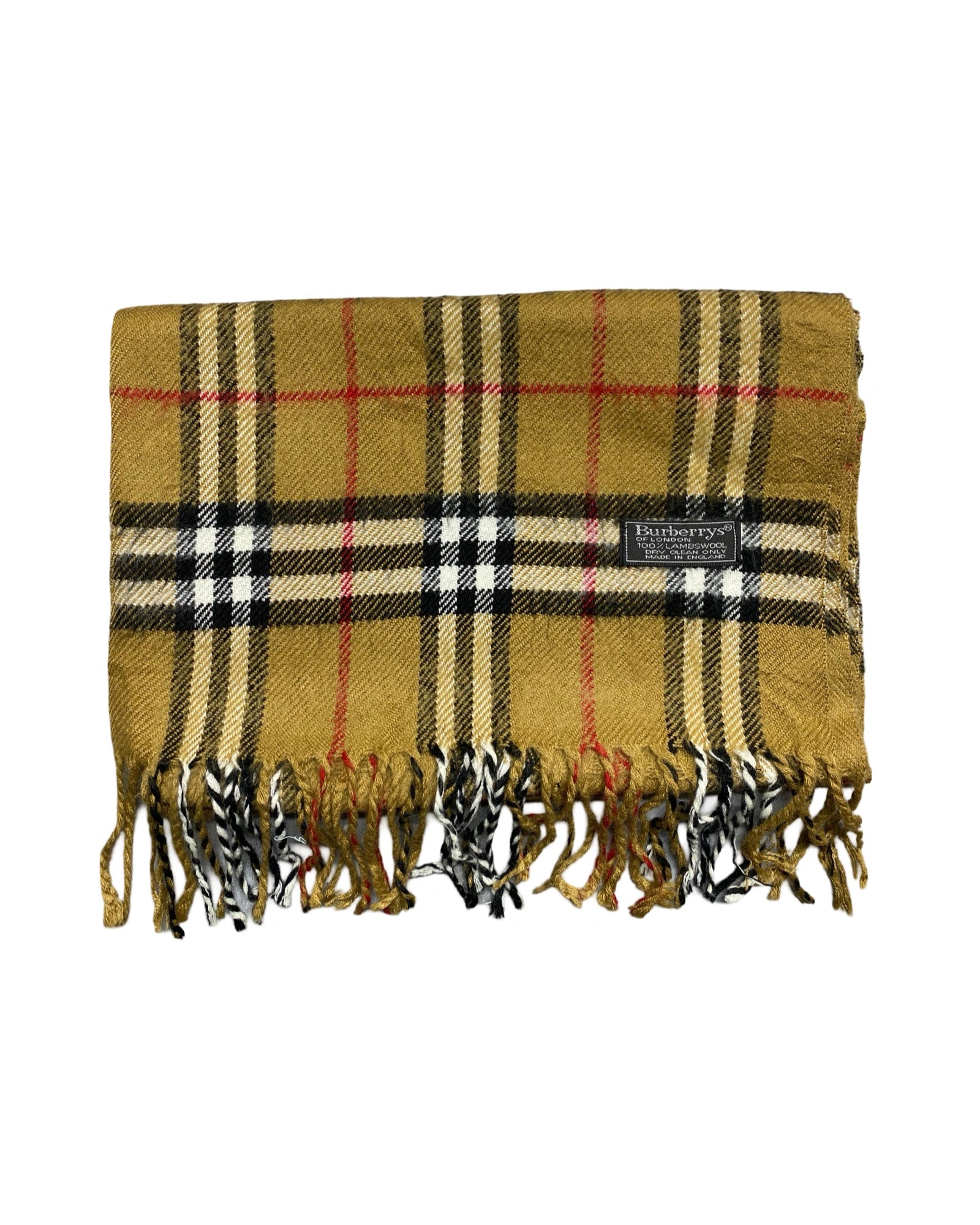 Burberry Vintage Check Wool Scarf | Mustard Check | 100% Lambswool (0188)