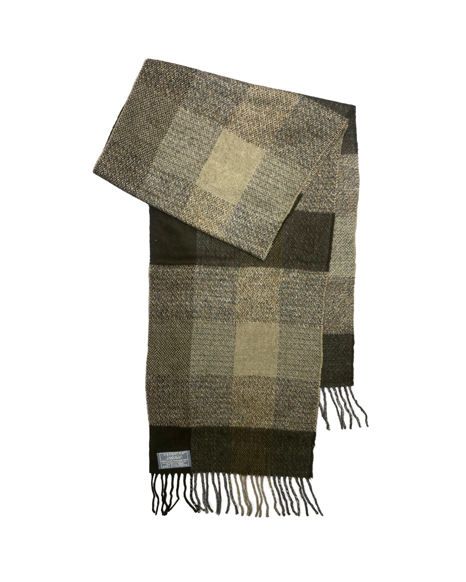Cashmink Olive-Toned Patchwork Scarf | 00192