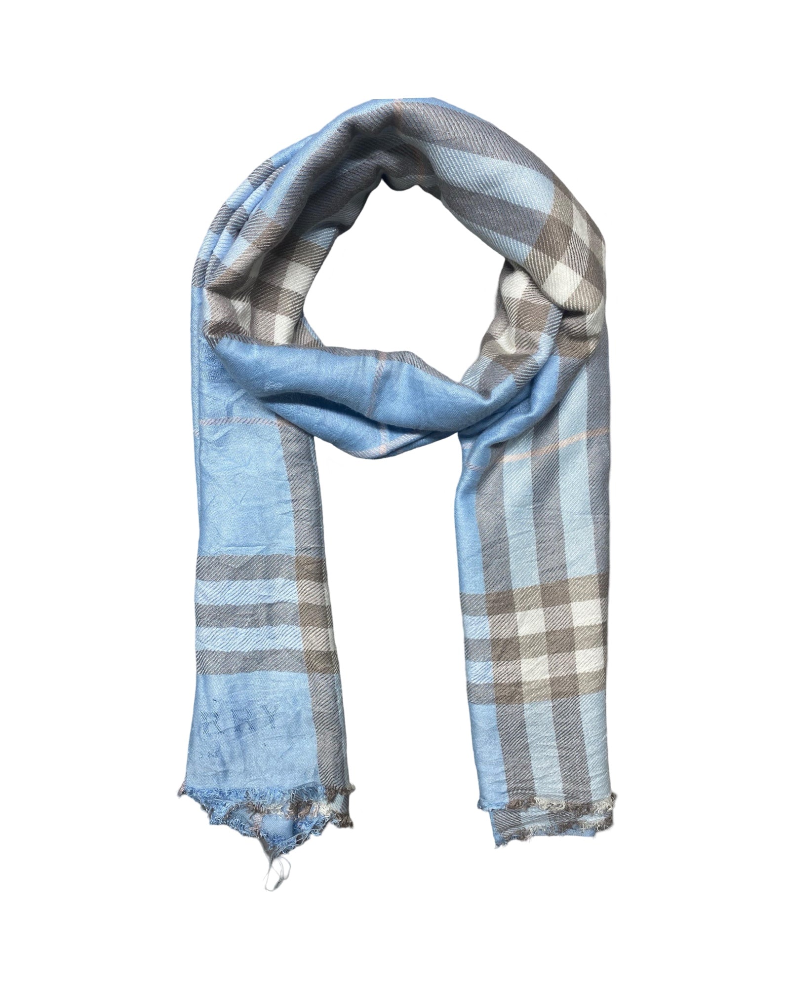 Burberrys Light Blue Nova Check Shawl | 0013