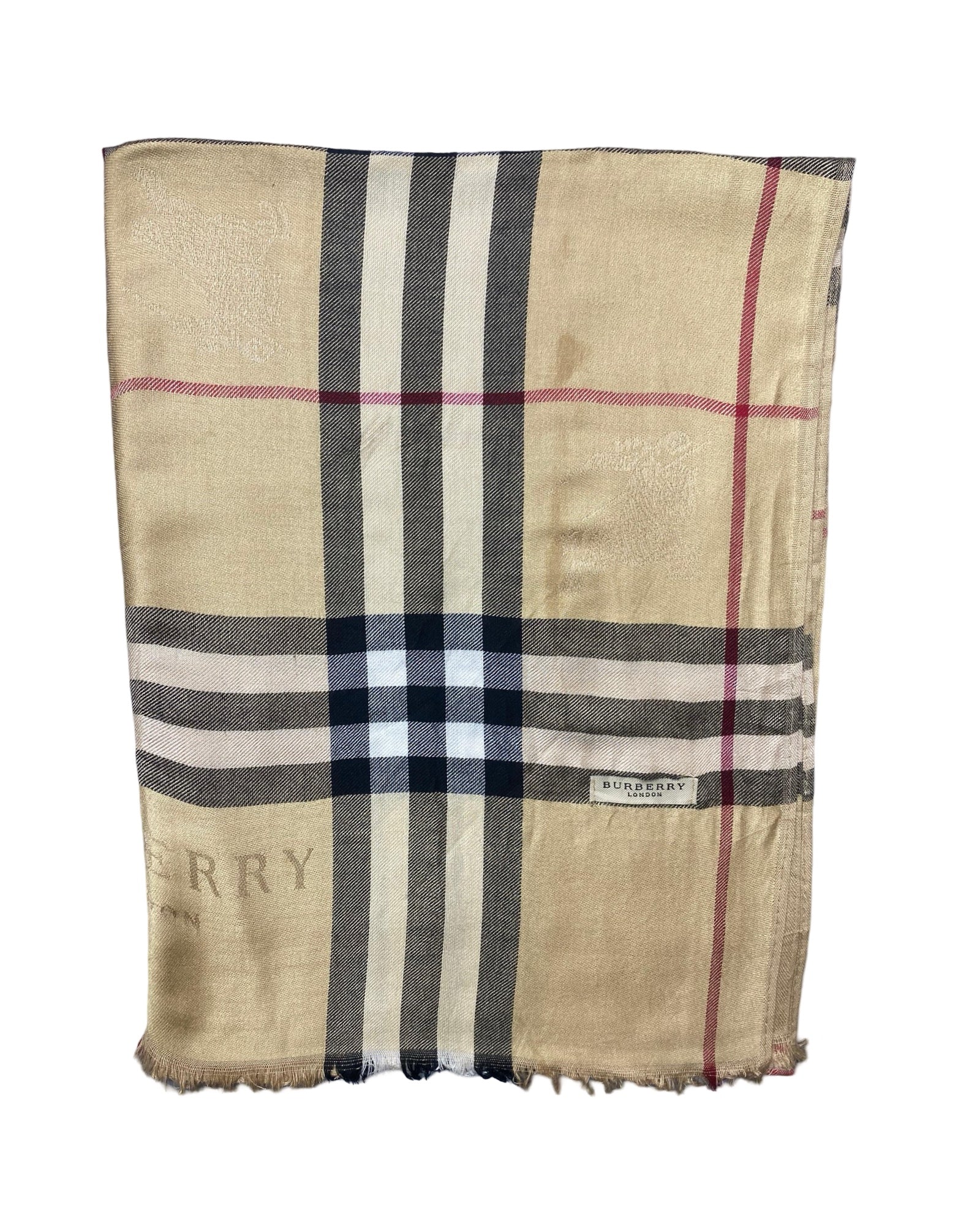 Burberrys Beige Nova Check Classic Wool Shawl | 0016