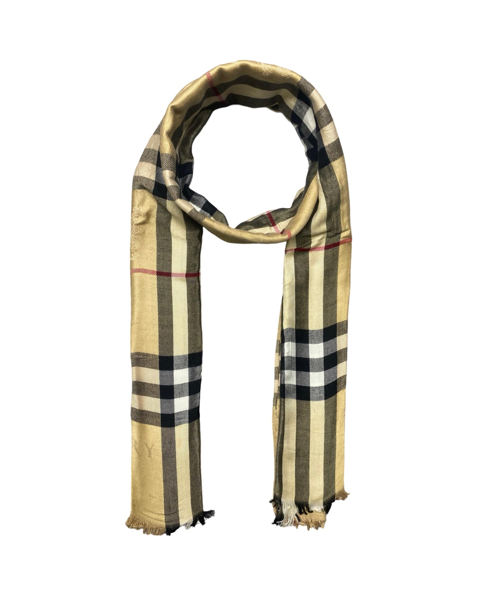 Burberrys Beige Nova Check Classic Wool Shawl | 0016