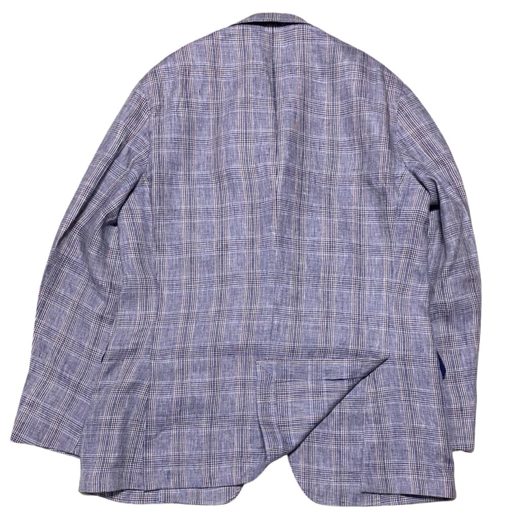 Rene lezard Grey brown check Linen (chest 22"  Length 32"  sleeve 26.5")