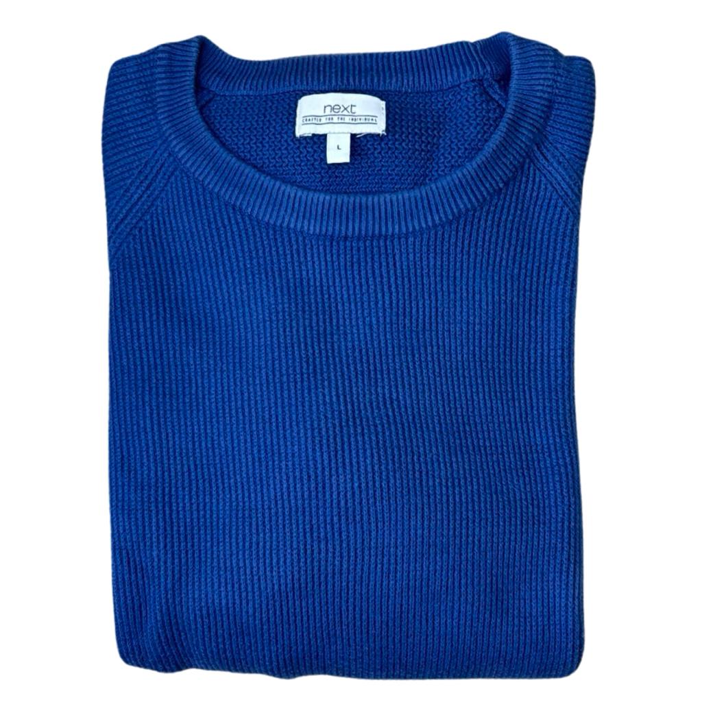 NEXT Royal Blue Sweater Self-Stripes Medium