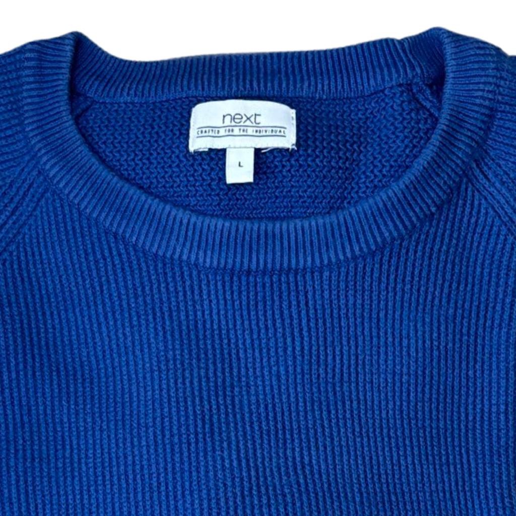 NEXT Royal Blue Sweater Self-Stripes Medium