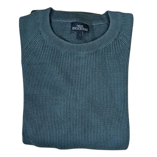 NEXT Dark Green Sweater Self-Stripes Medium