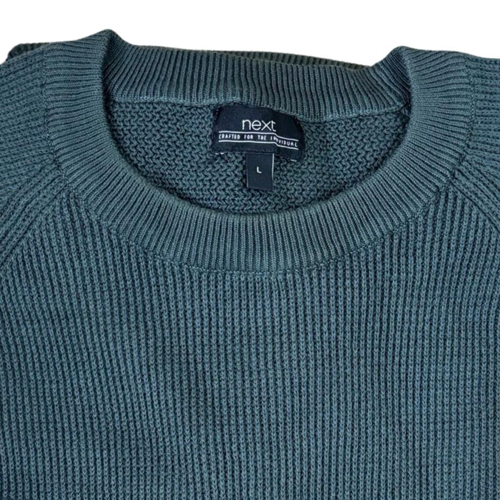 NEXT Dark Green Sweater Self-Stripes Medium