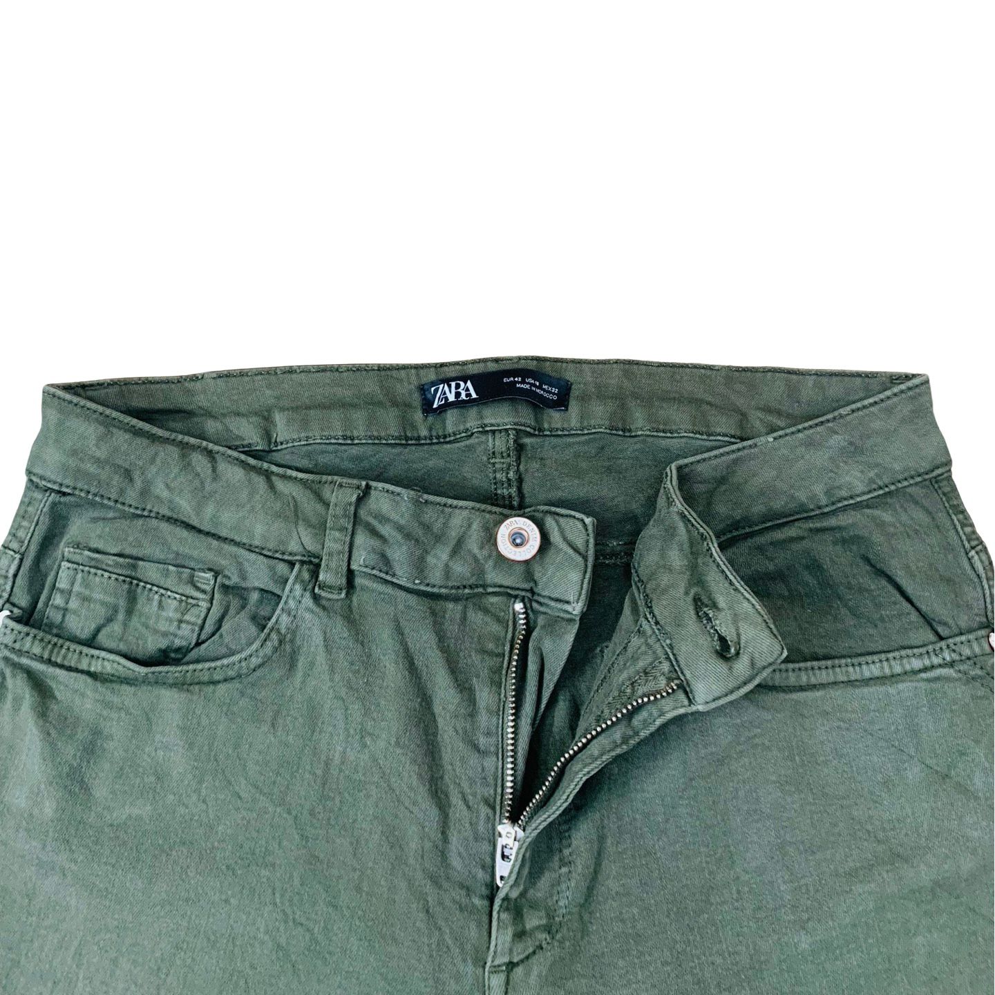 Zara Olive green  Waist 30-32” Length 36.5”