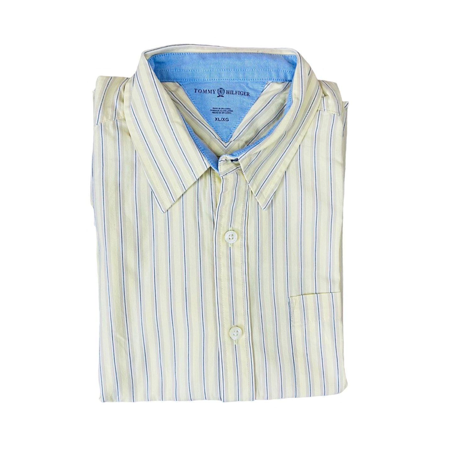 T-H Cream(beige & blue small stripe) Medium  Chest 21"