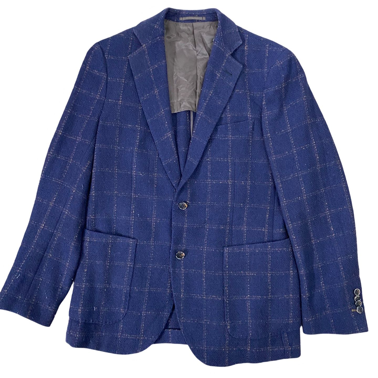 Gutteridge - Navy Blue Checkered Blazer [Chest 20.5”]