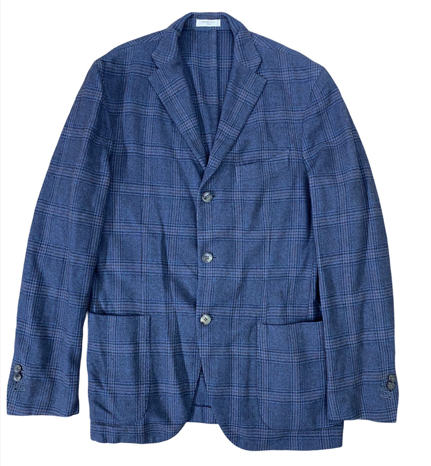 Boglioli Navy blue checkered Blazer [Chest 21”]