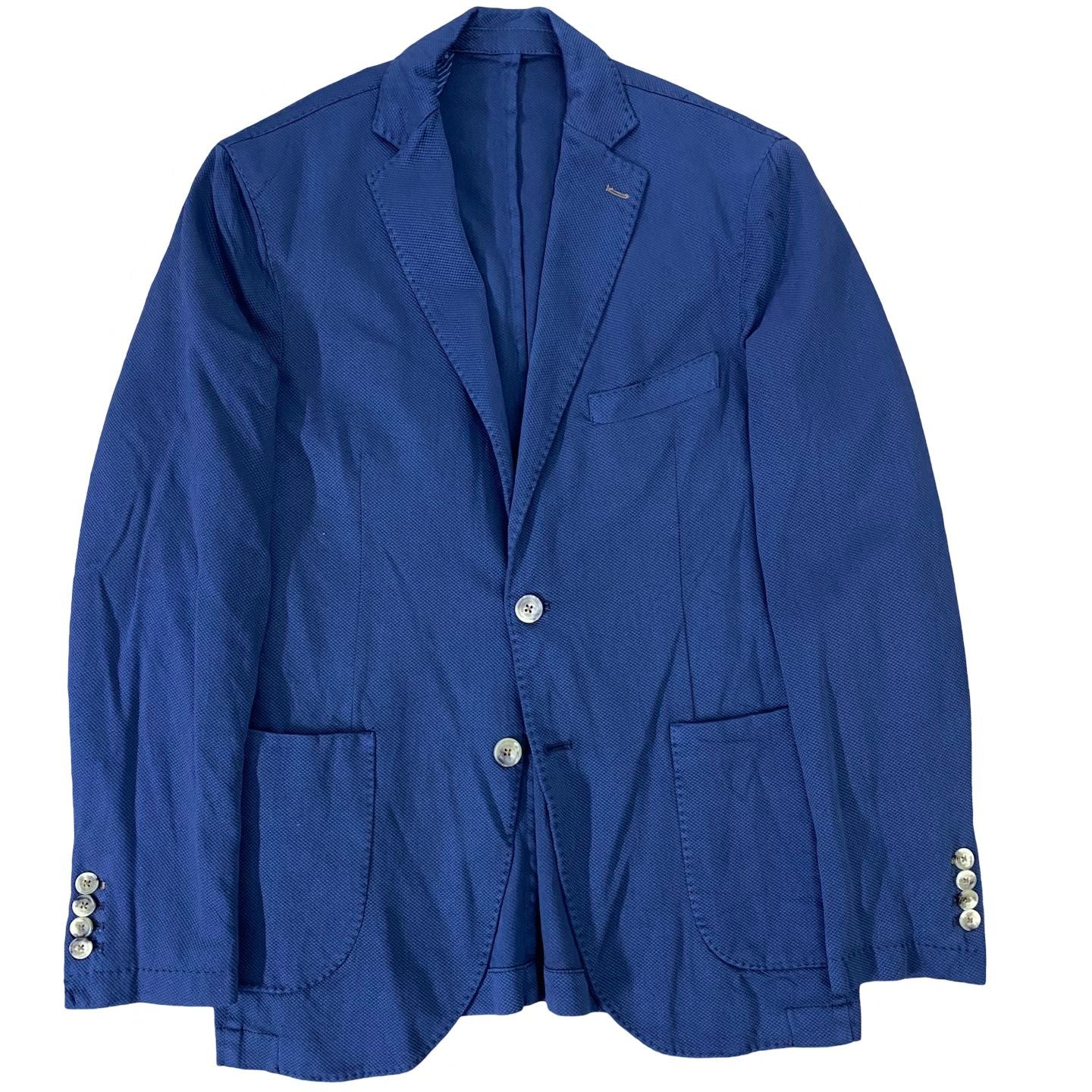 Pzo Italia - Navy Blue Textured Unstructured Blazer [Chest 20”]