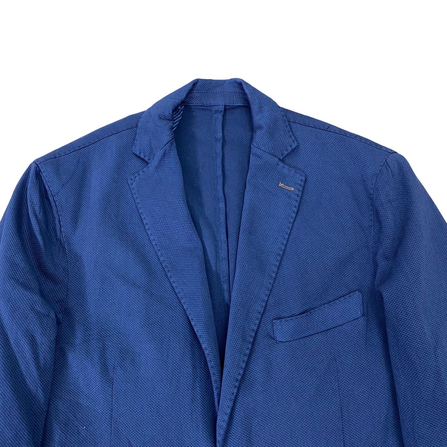 Pzo Italia - Navy Blue Textured Unstructured Blazer [Chest 20”]