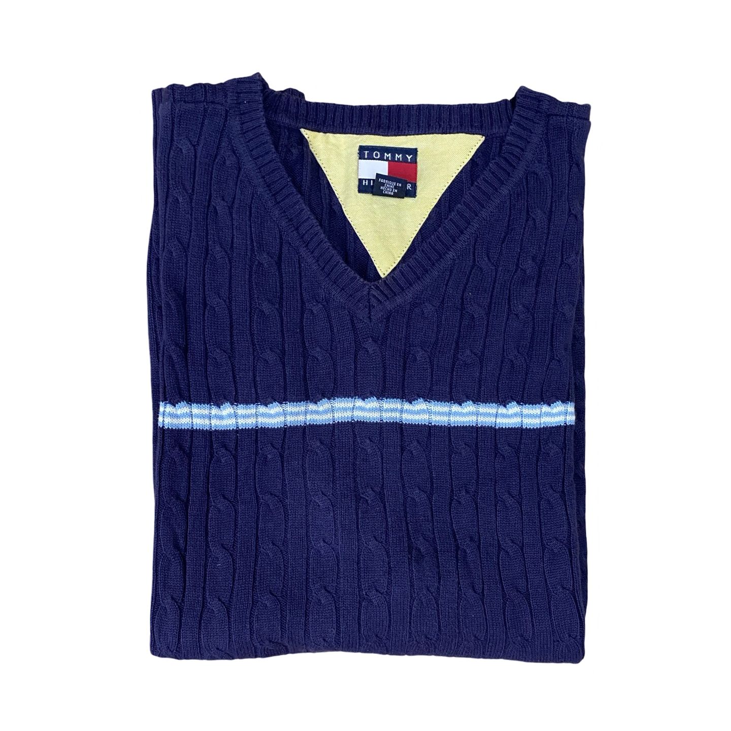 Tommy Hilfiger Navy Cable Knit Sleeveless Sweater Vest | Small