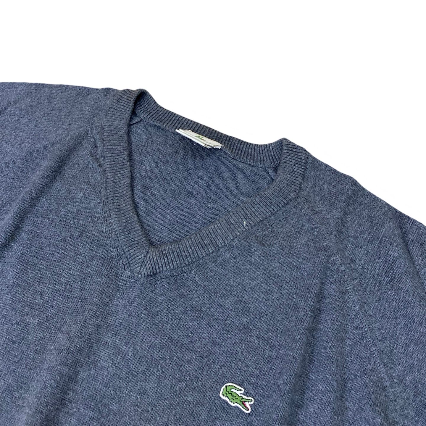 Lacoste Vintage Navy V-Neck Sweater | XL
