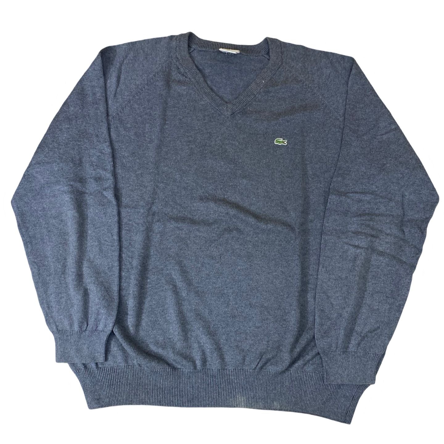 Lacoste Vintage Navy V-Neck Sweater | XL