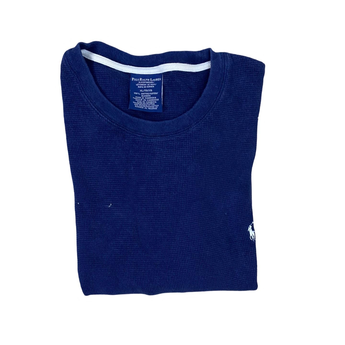 Polo Ralph Lauren Blue Waffle Knit Crewneck Sweater | Large