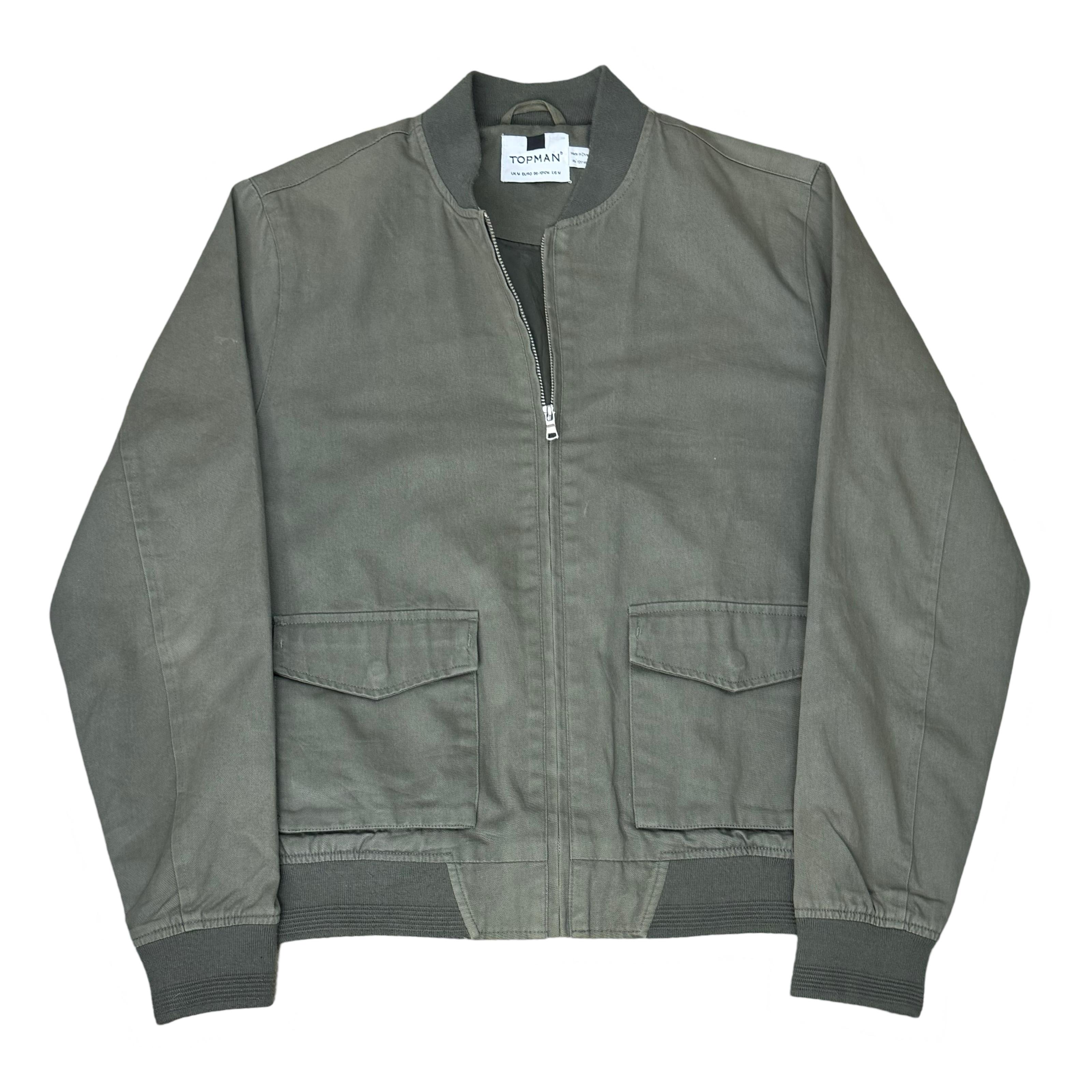 Topman Green Cotton Bomber Jacket | Medium