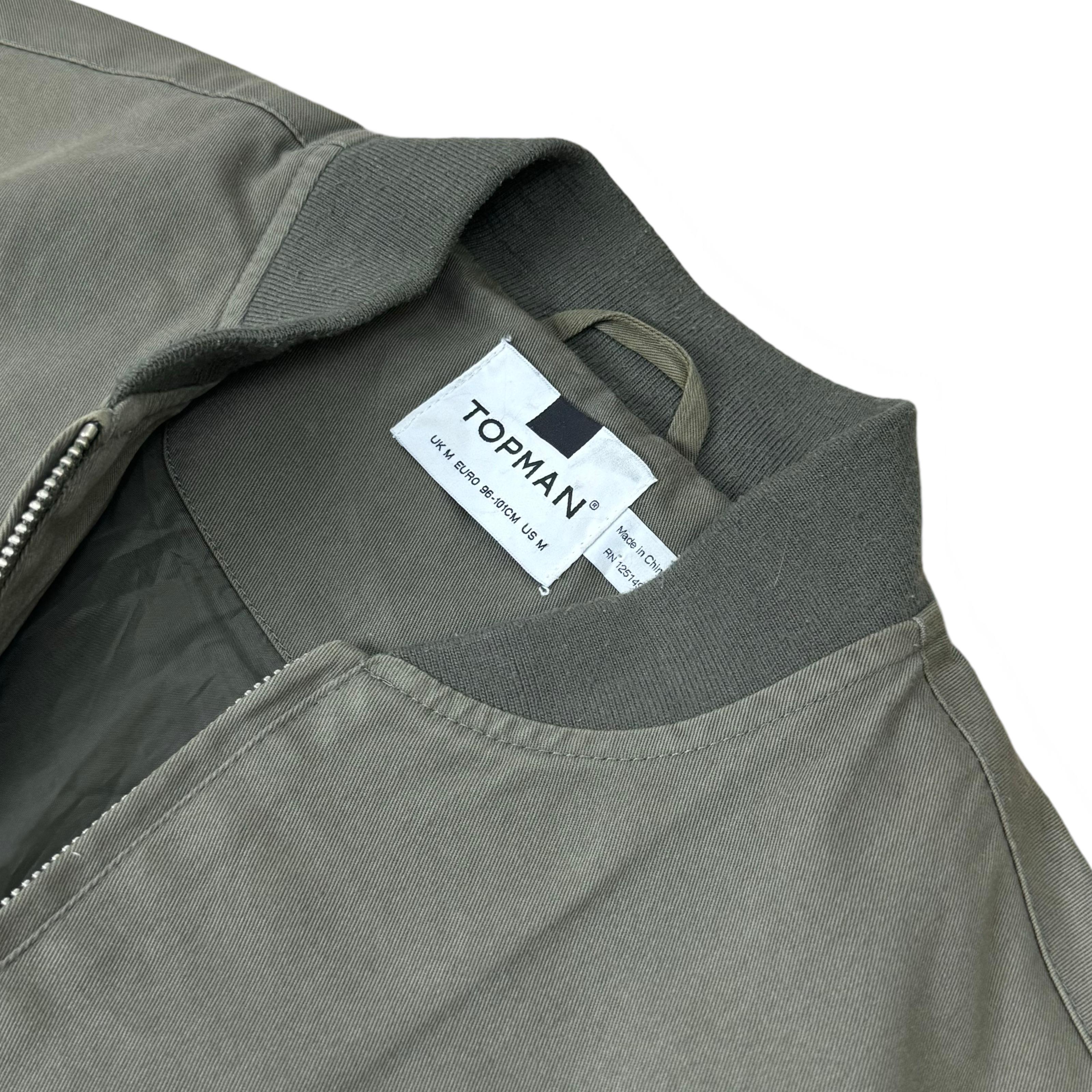 Topman Green Cotton Bomber Jacket | Medium