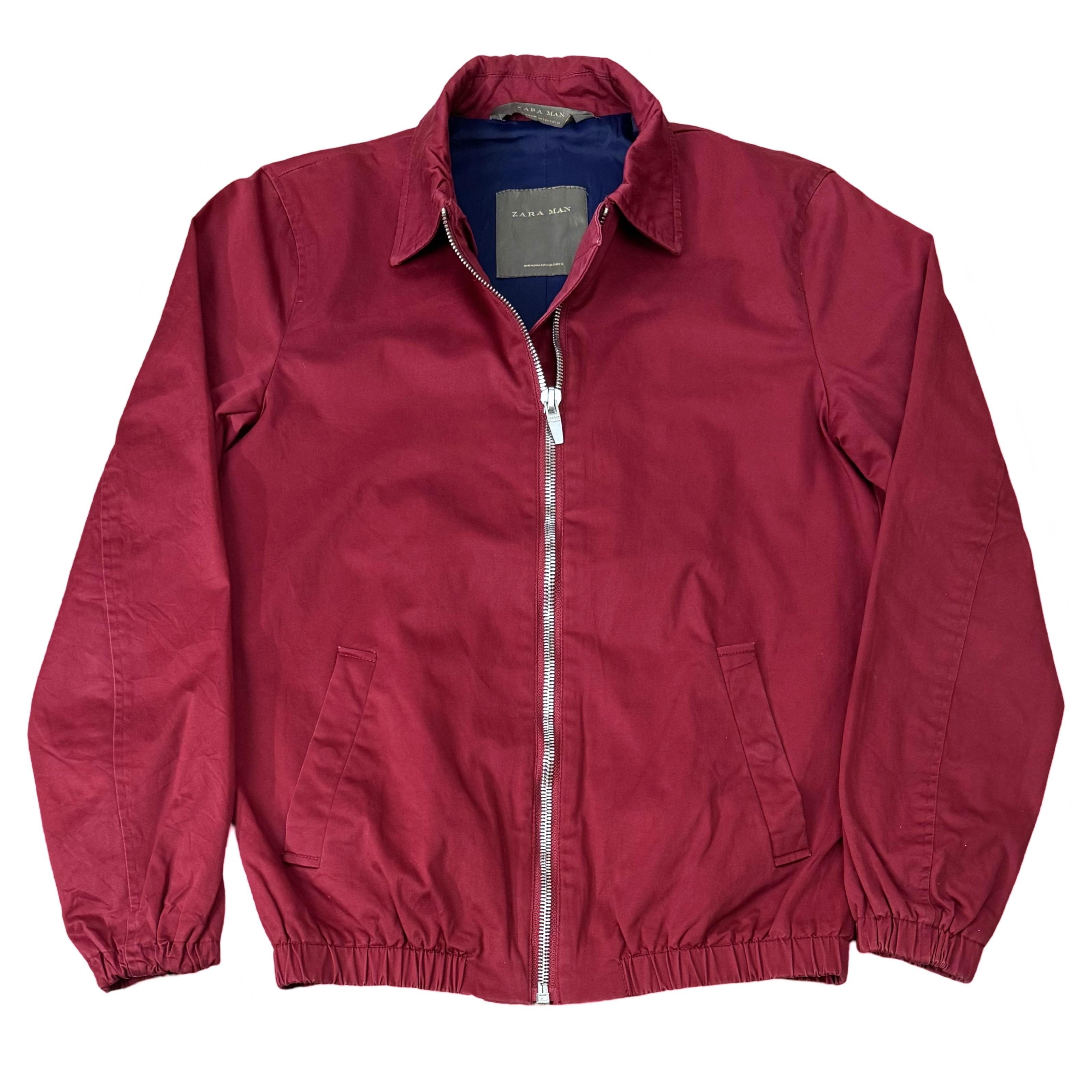 Zara Man Red Cotton Canvas Harrington Jacket | Small