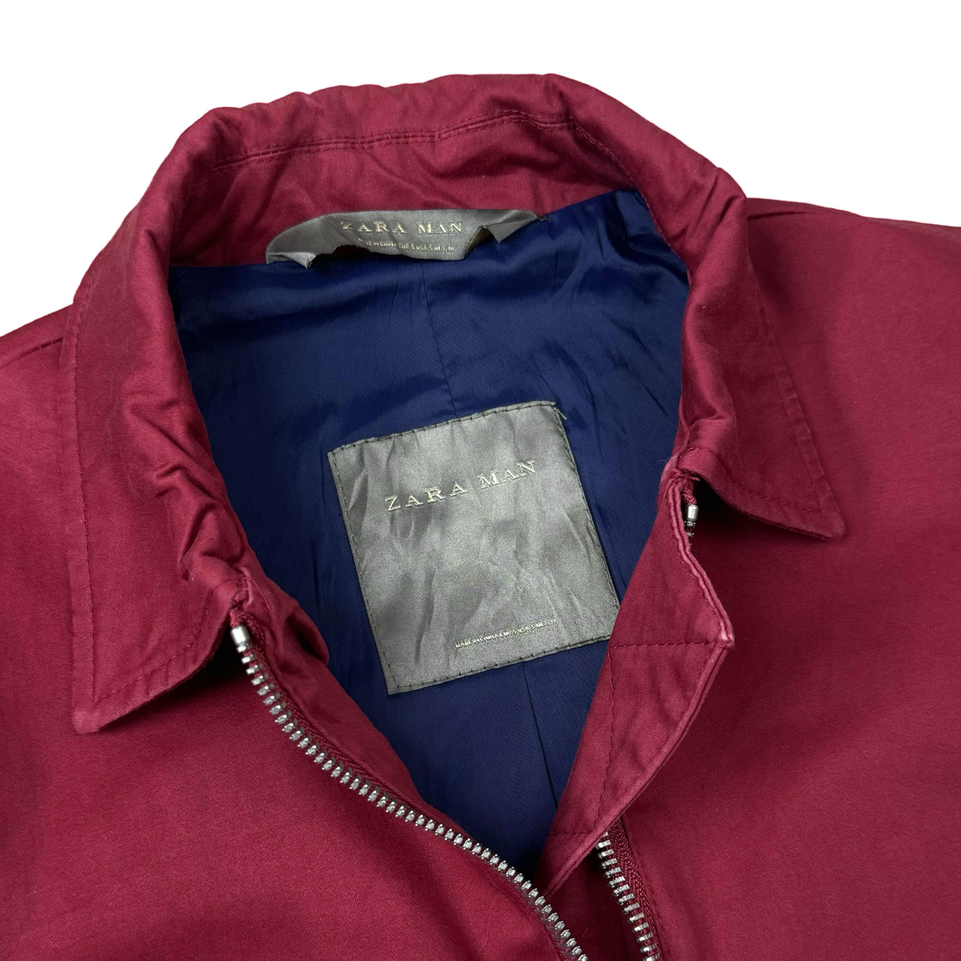 Zara Man Red Cotton Canvas Harrington Jacket | Small