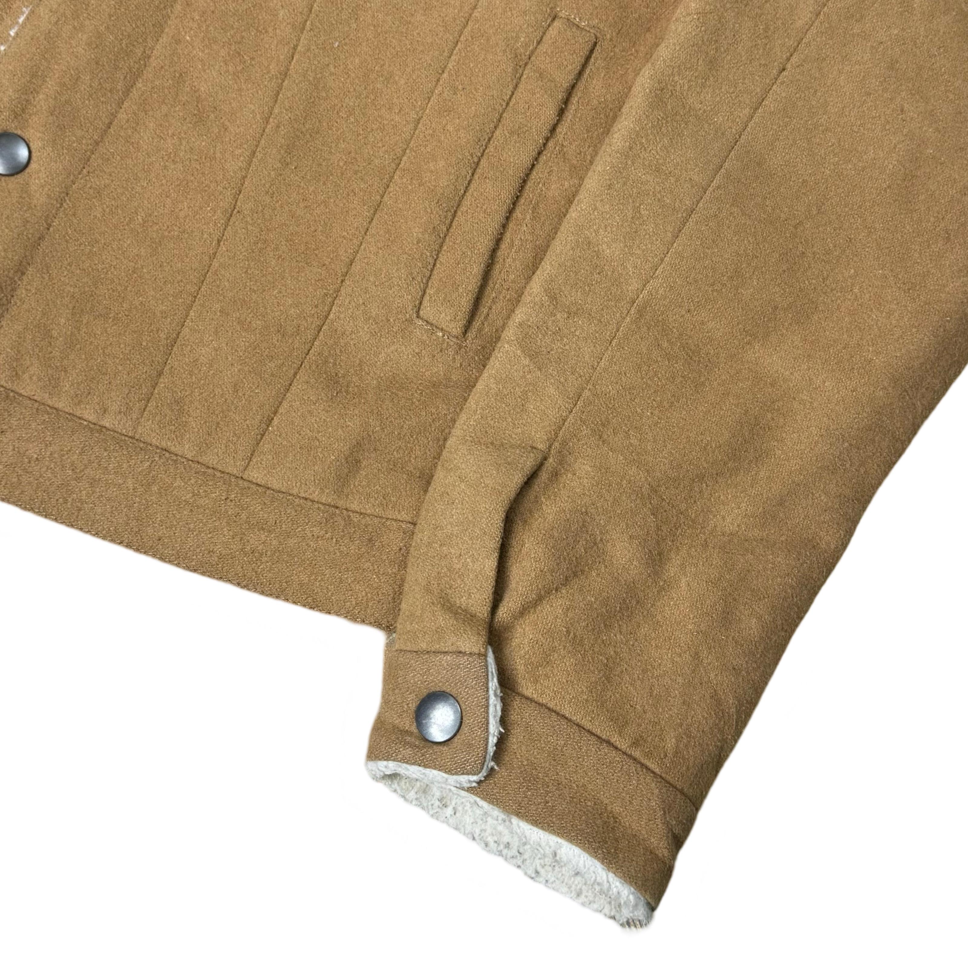 Asos Tan Wool Blend Trucker Jacket with Faux Shearling Lining | Large