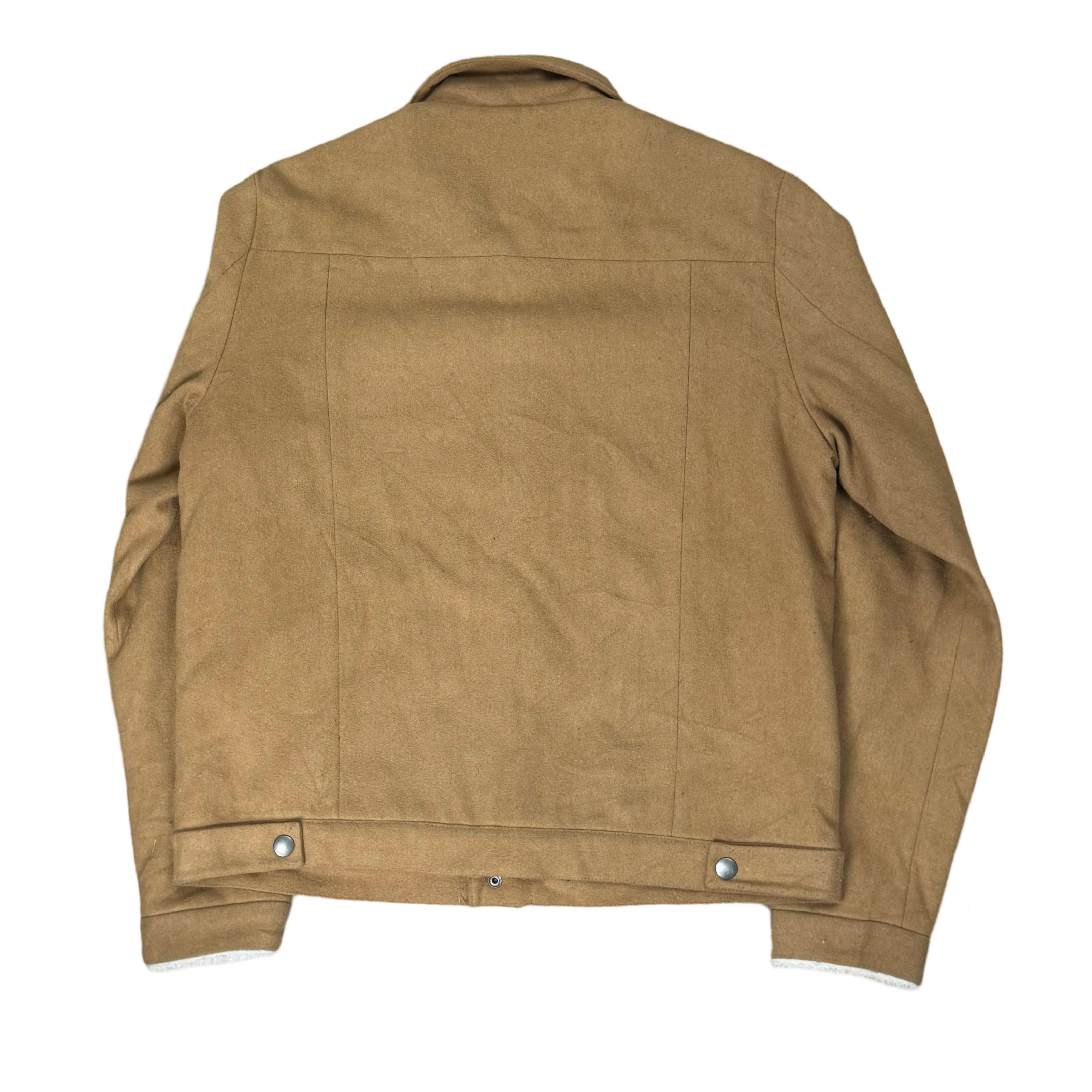 Asos Tan Wool Blend Trucker Jacket with Faux Shearling Lining | Large