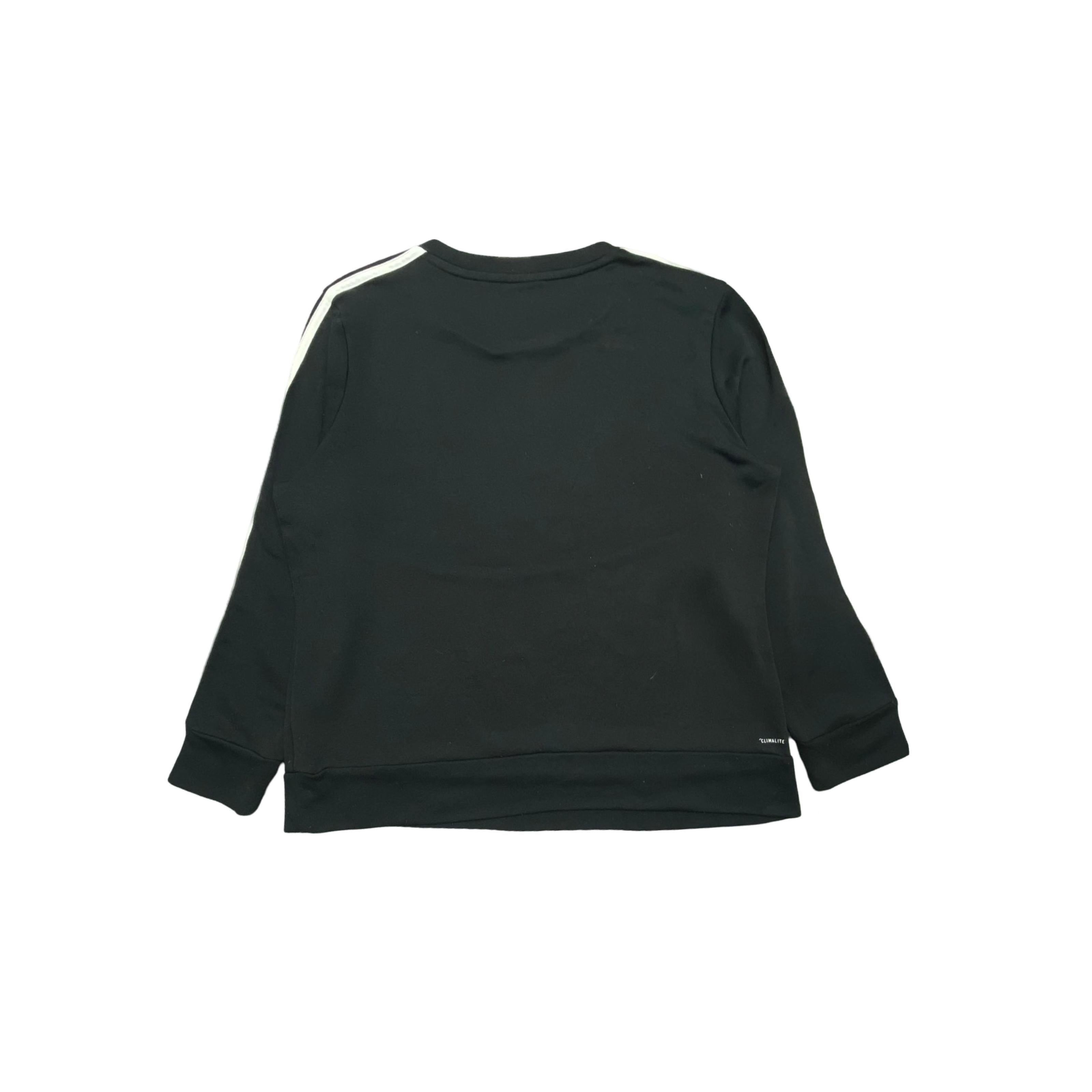 Adidas Black Crew Neck Sweatshirt with Signature 3-Stripe Sleeves | Medium