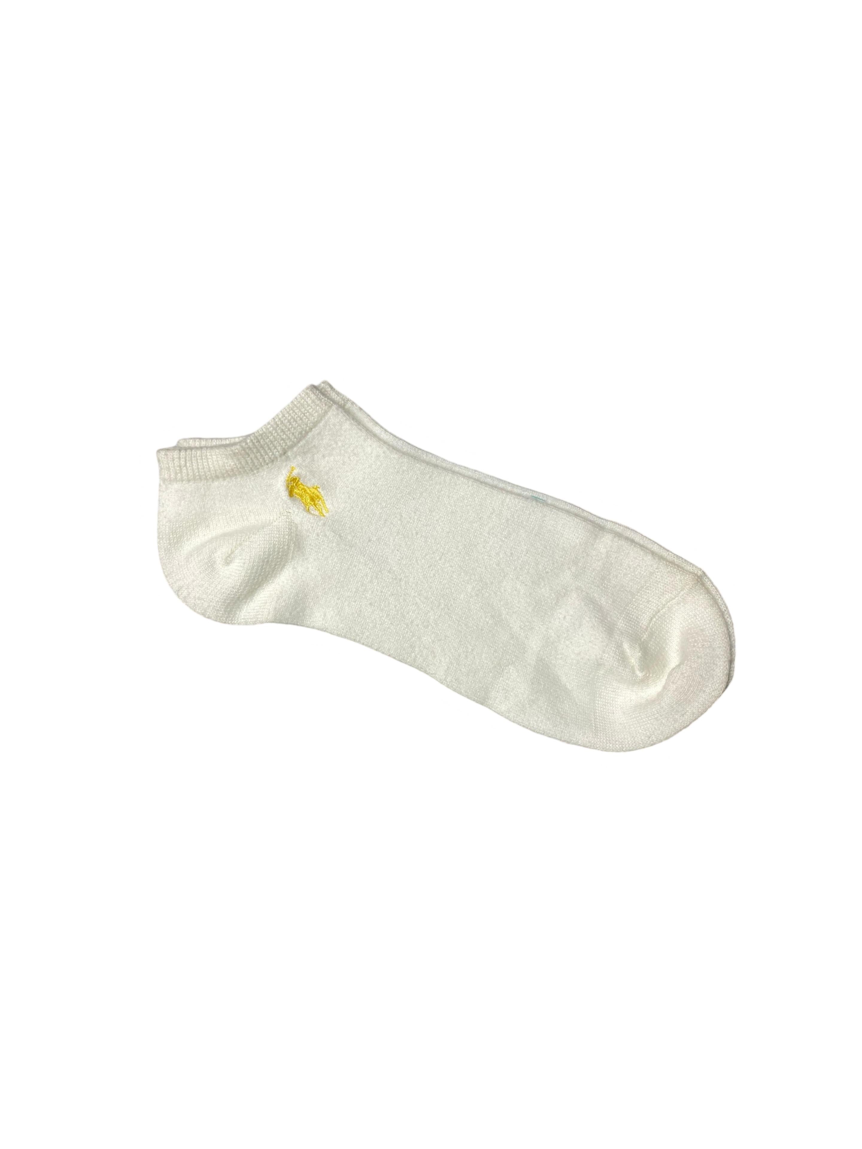 Polo Ralph Lauren No-Show Socks – Classic White with Multi-Color Logo | Pack of 5 | Size: US 6-12