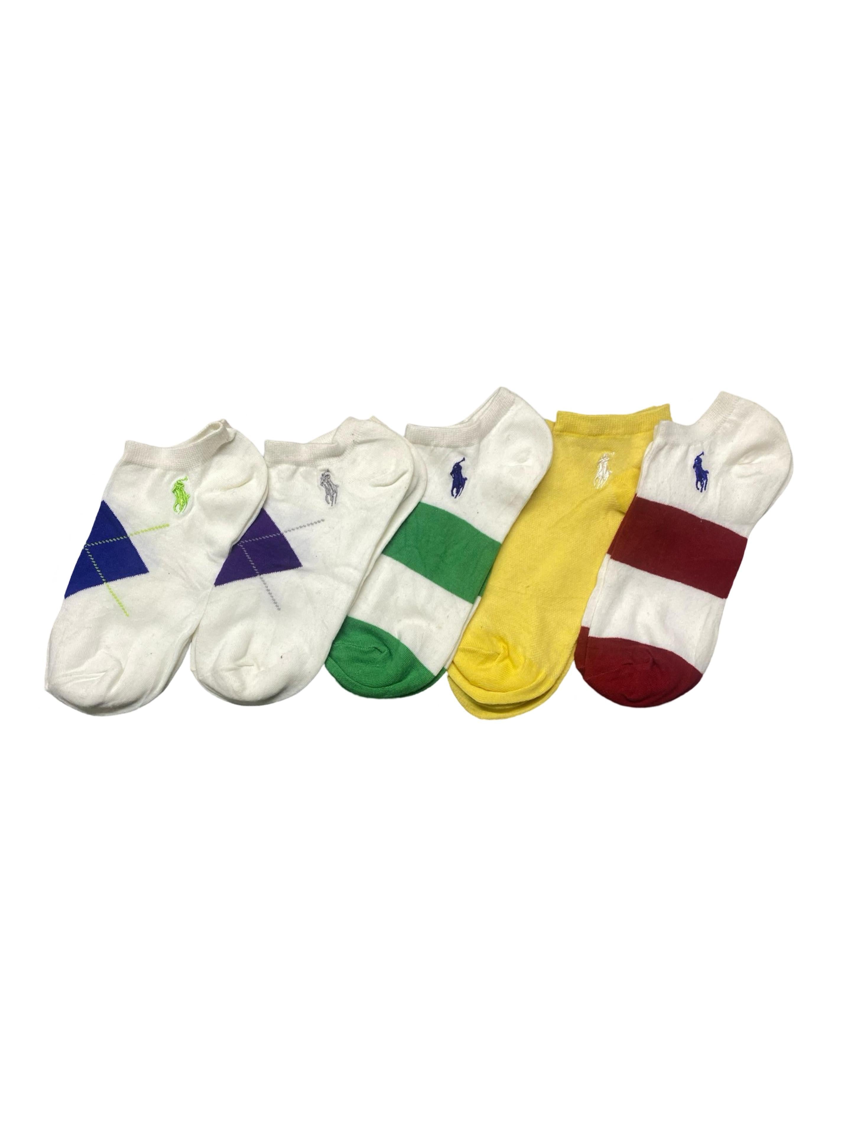 Polo Ralph Lauren No-Show Socks – Pack of 5 | Color Pop Mix | US 6-12
