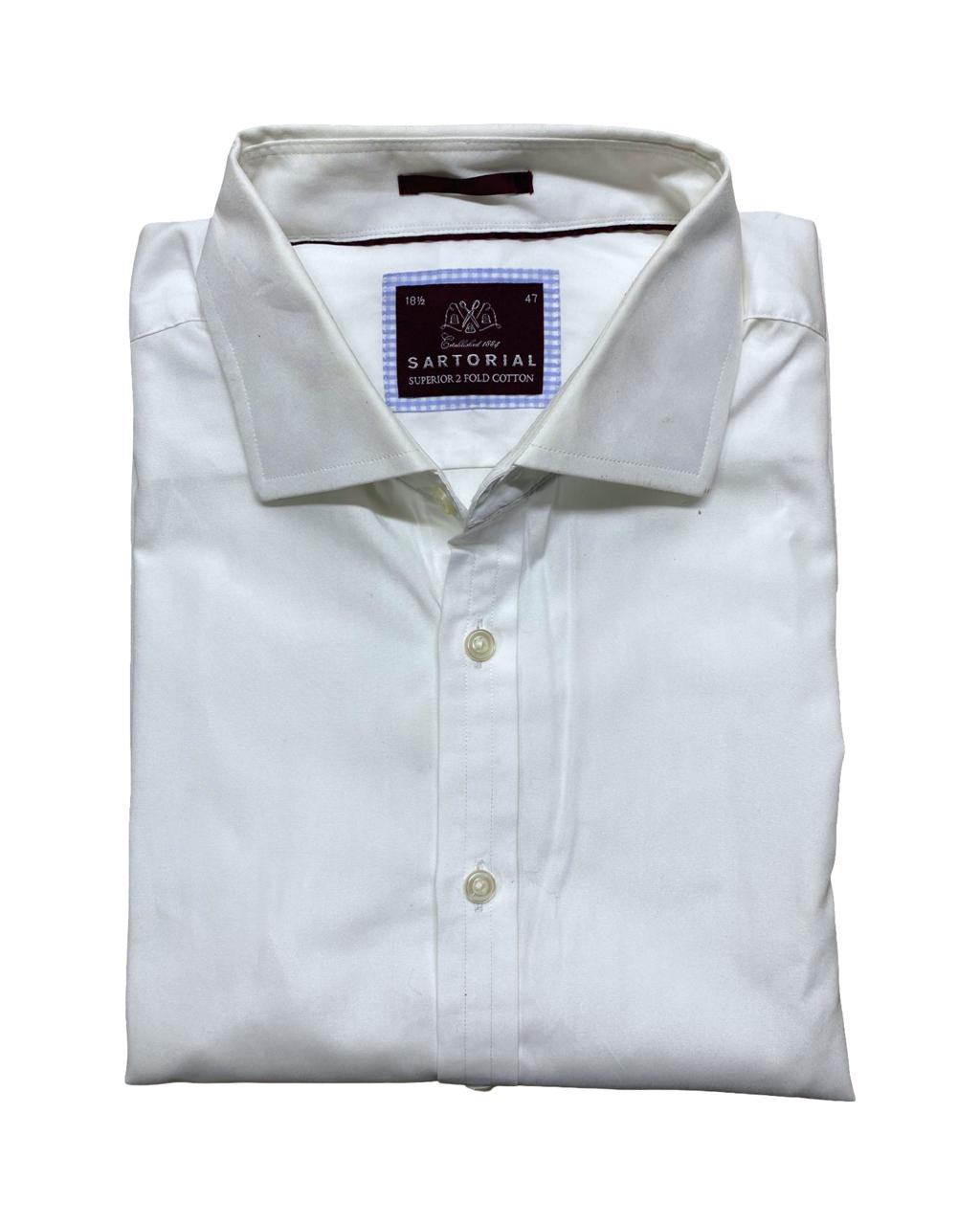 Sartorial White Superior Cotton Dress Shirt | XXL | Chest 27.5”