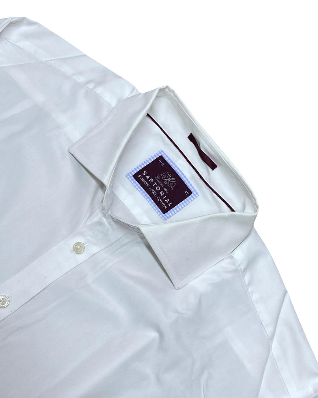 Sartorial White Superior Cotton Dress Shirt | XXL | Chest 27.5”