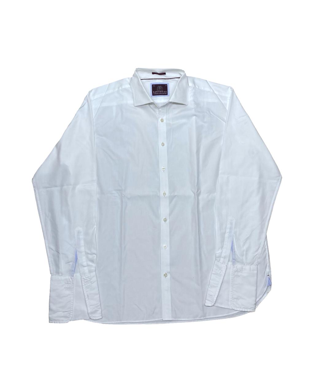 Sartorial White Superior Cotton Dress Shirt | XXL | Chest 27.5”