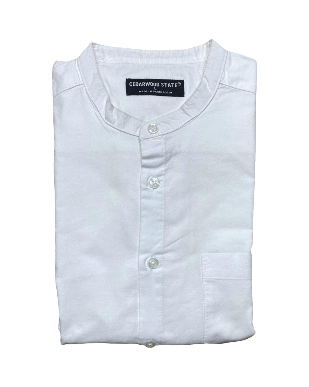 Cedarwood State White Grandad Collar Shirt | Medium | Chest 22”