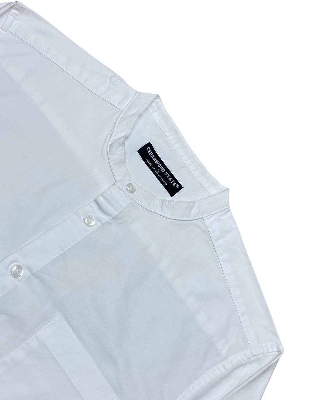 Cedarwood State White Grandad Collar Shirt | Medium | Chest 22”