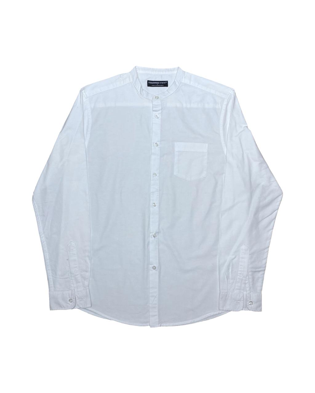 Cedarwood State White Grandad Collar Shirt | Medium | Chest 22”