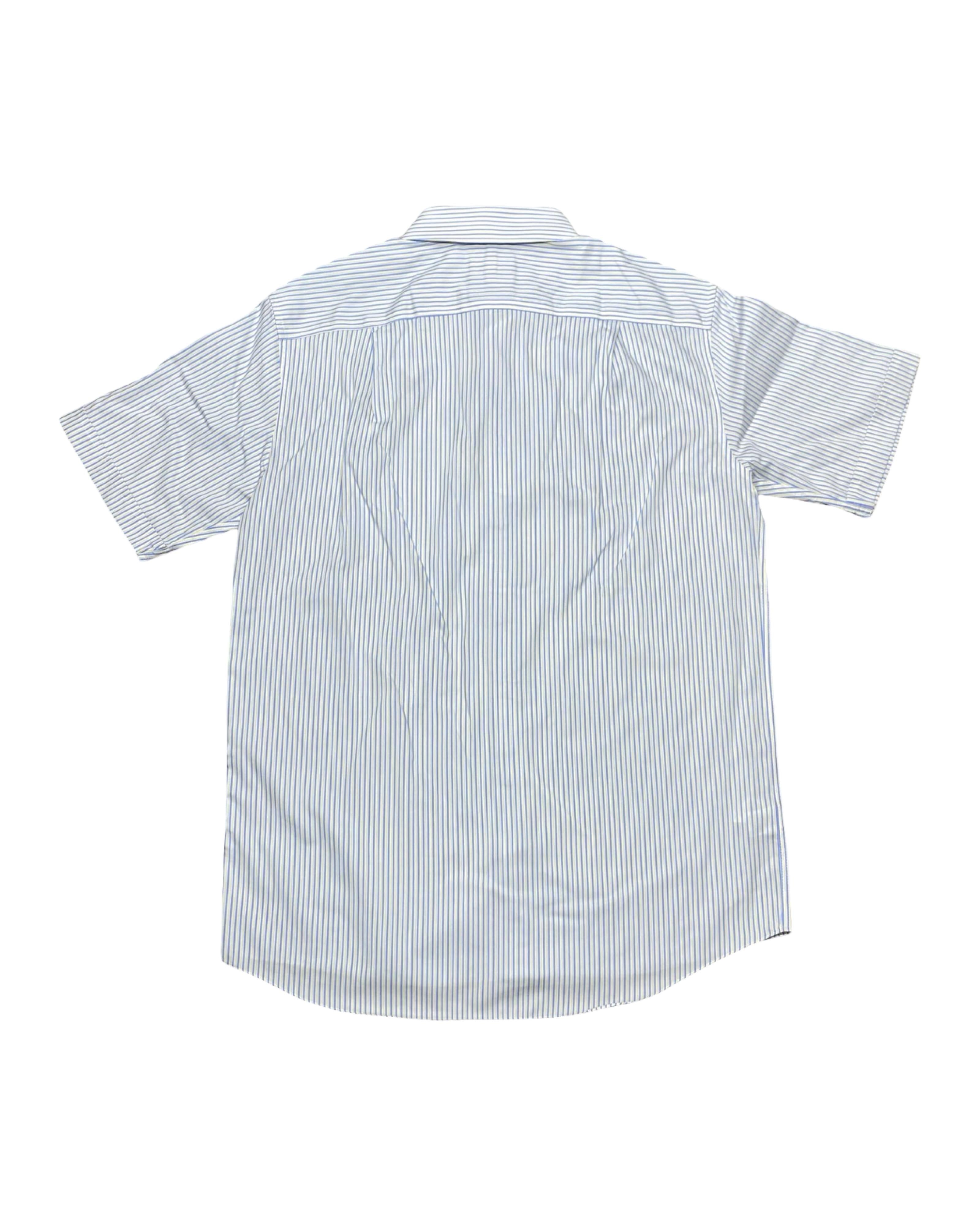 M&S Blue & White Pinstripe Short-Sleeve Shirt | Medium | Chest 22.5”