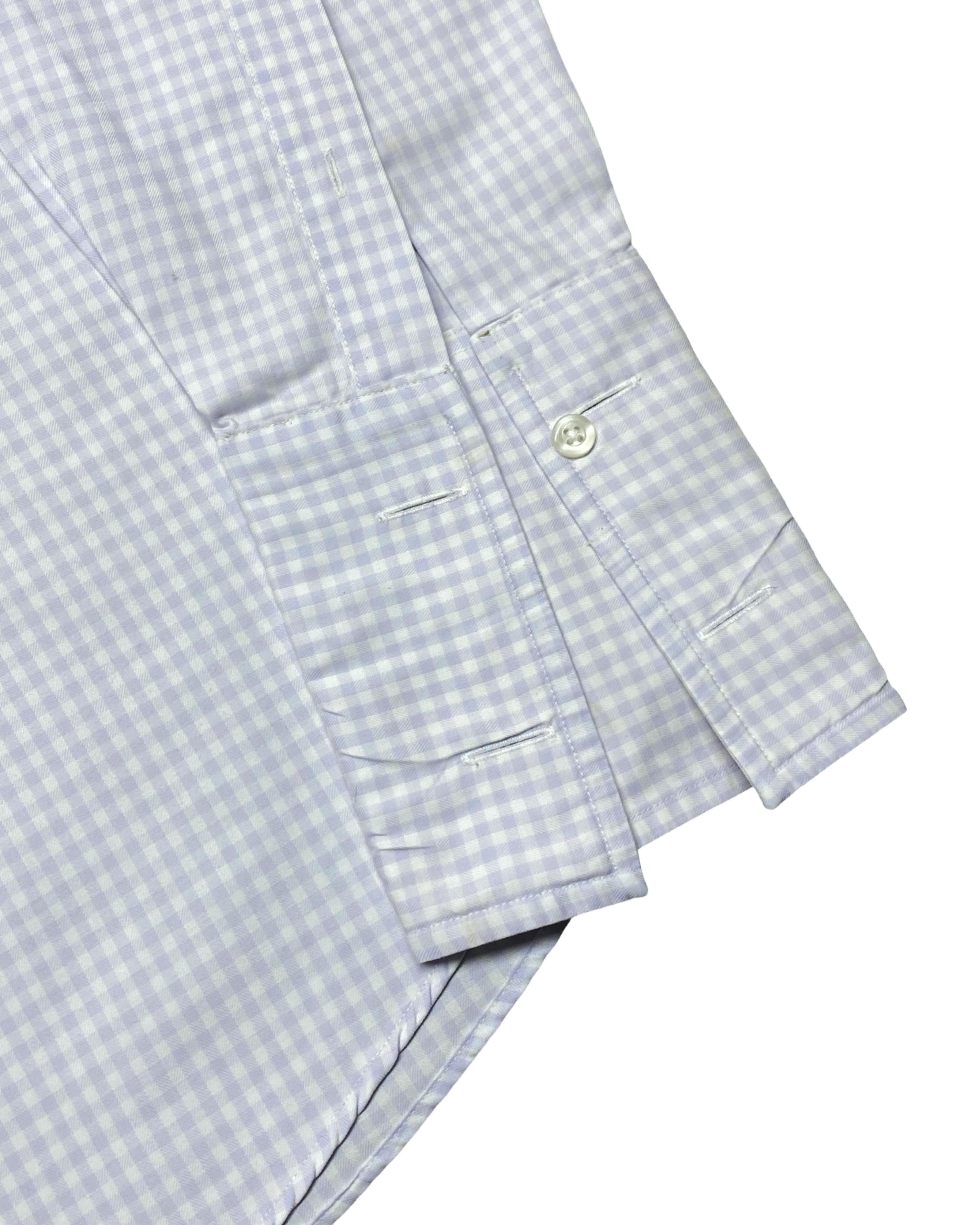 T-M-Lewin Lilac Gingham Slim Fit Dress Shirt | Large | Chest 24”
