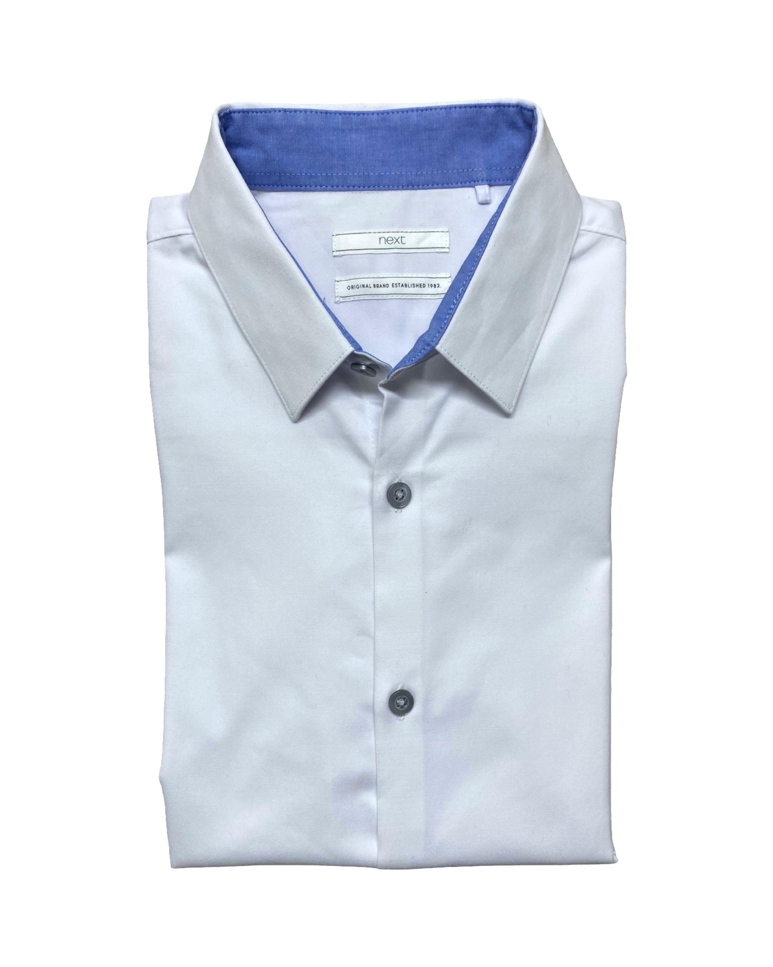 Next White Shirt with Contrast Collar | Small | Chest 19”