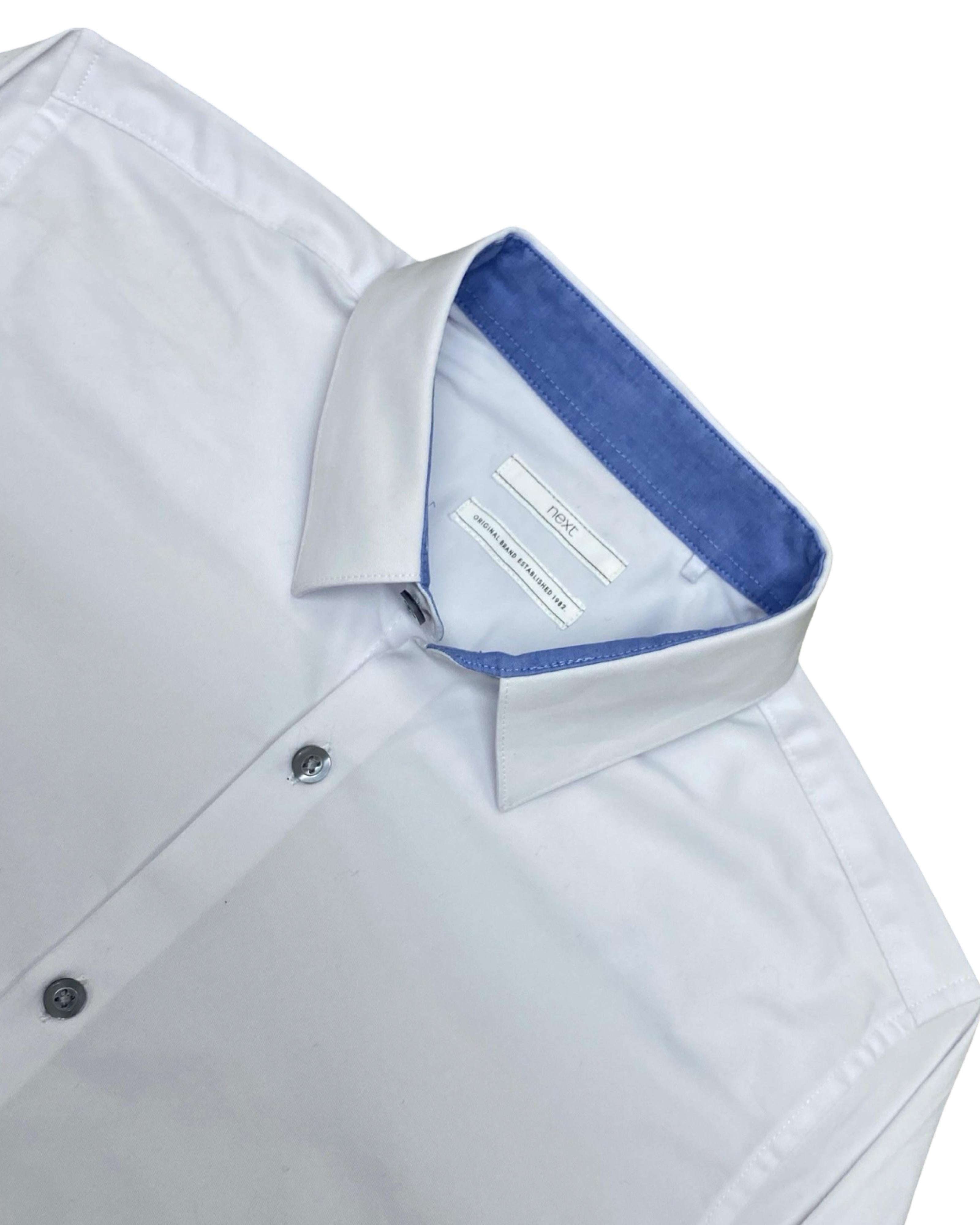 Next White Shirt with Contrast Collar | Small | Chest 19”