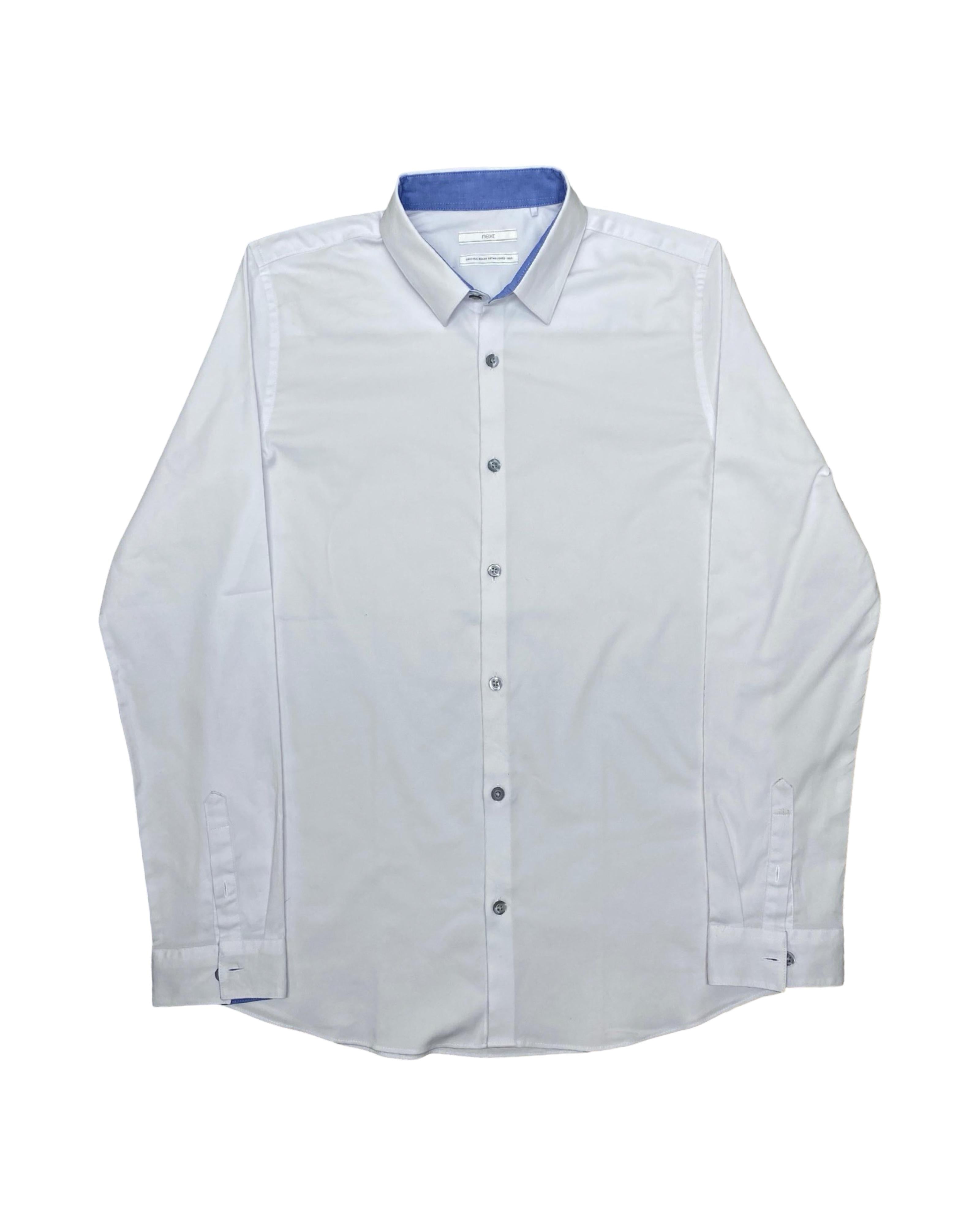 Next White Shirt with Contrast Collar | Small | Chest 19”