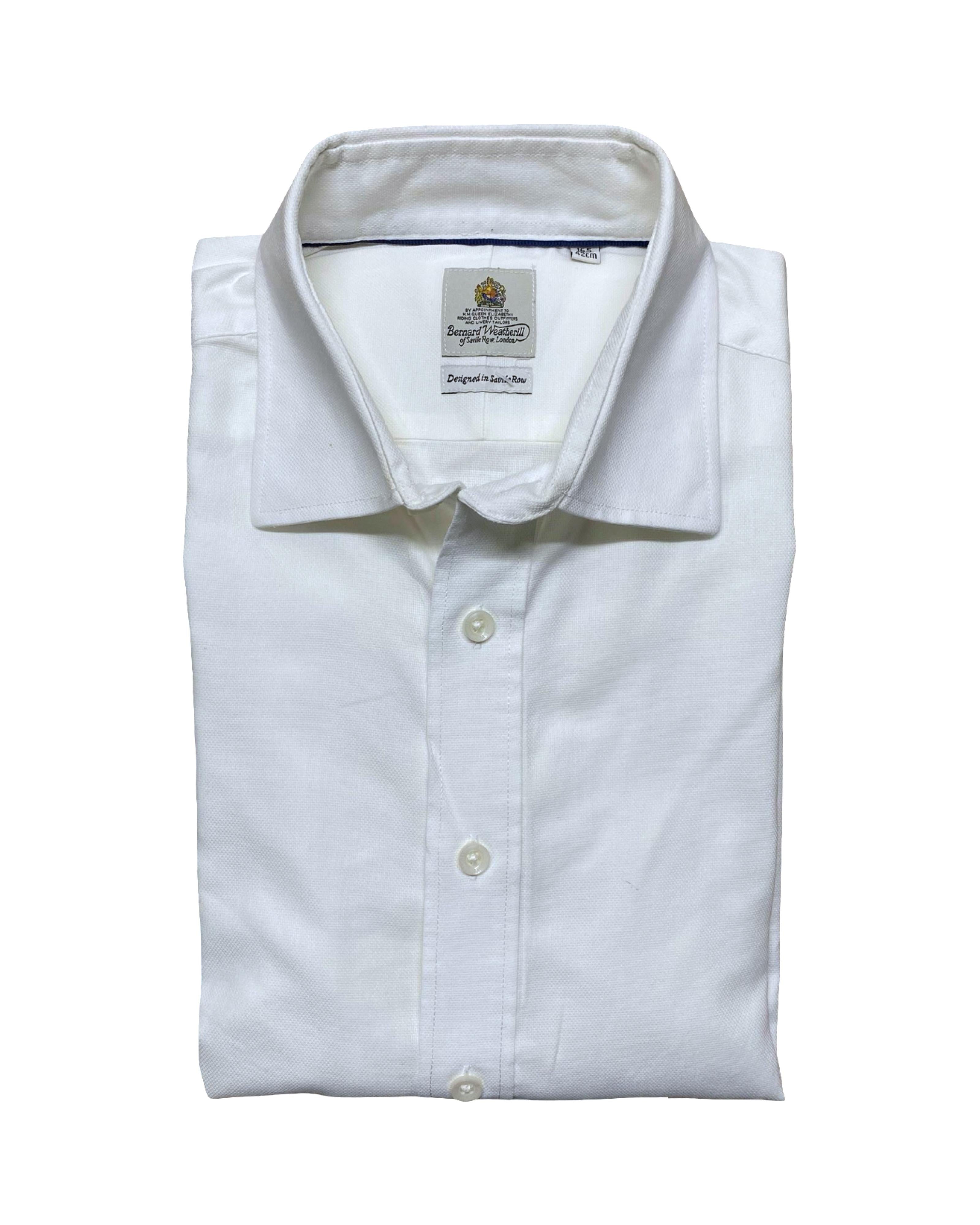 Bernard Weatherill White Cotton Dress Shirt | Medium | Chest 23”