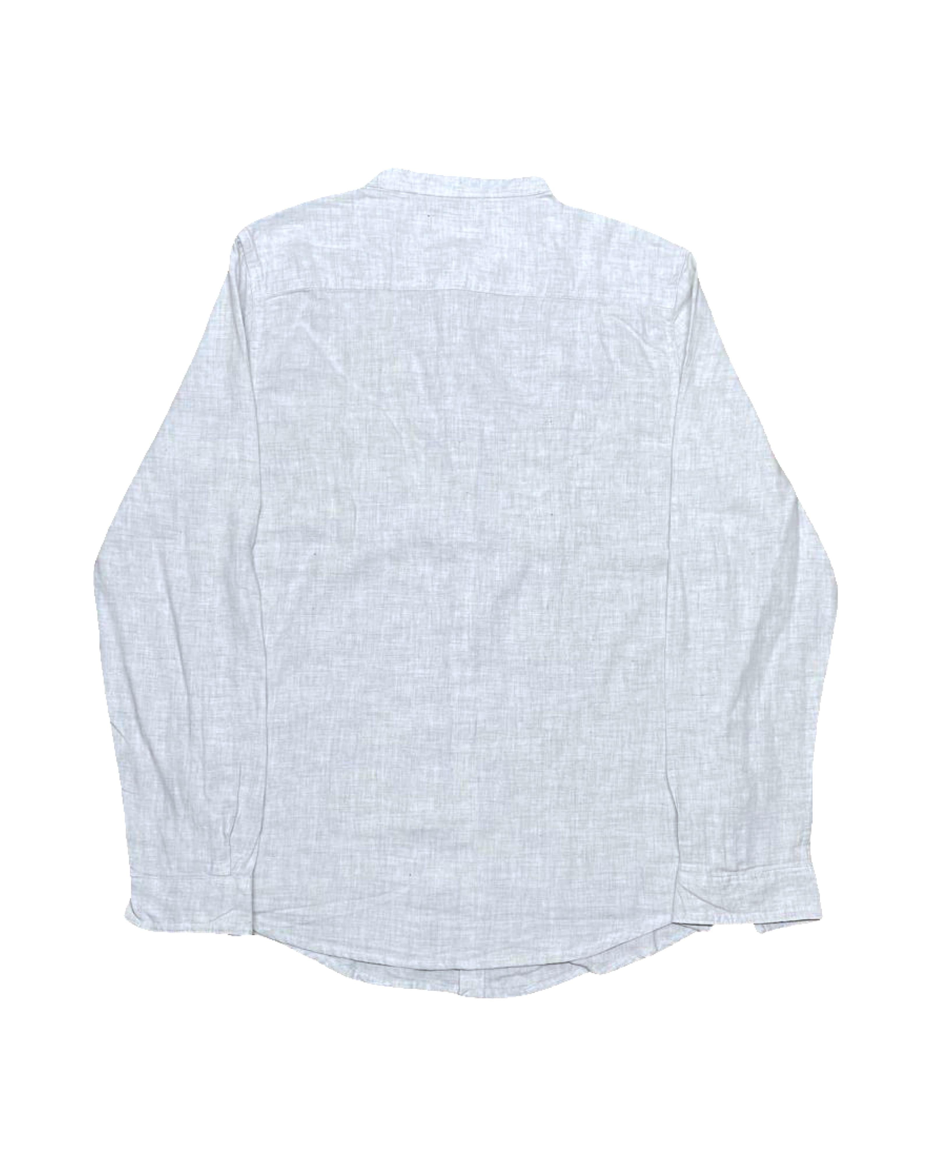 Cedarwood State White Linen Grandad Collar Shirt | Small | Chest 19.5”
