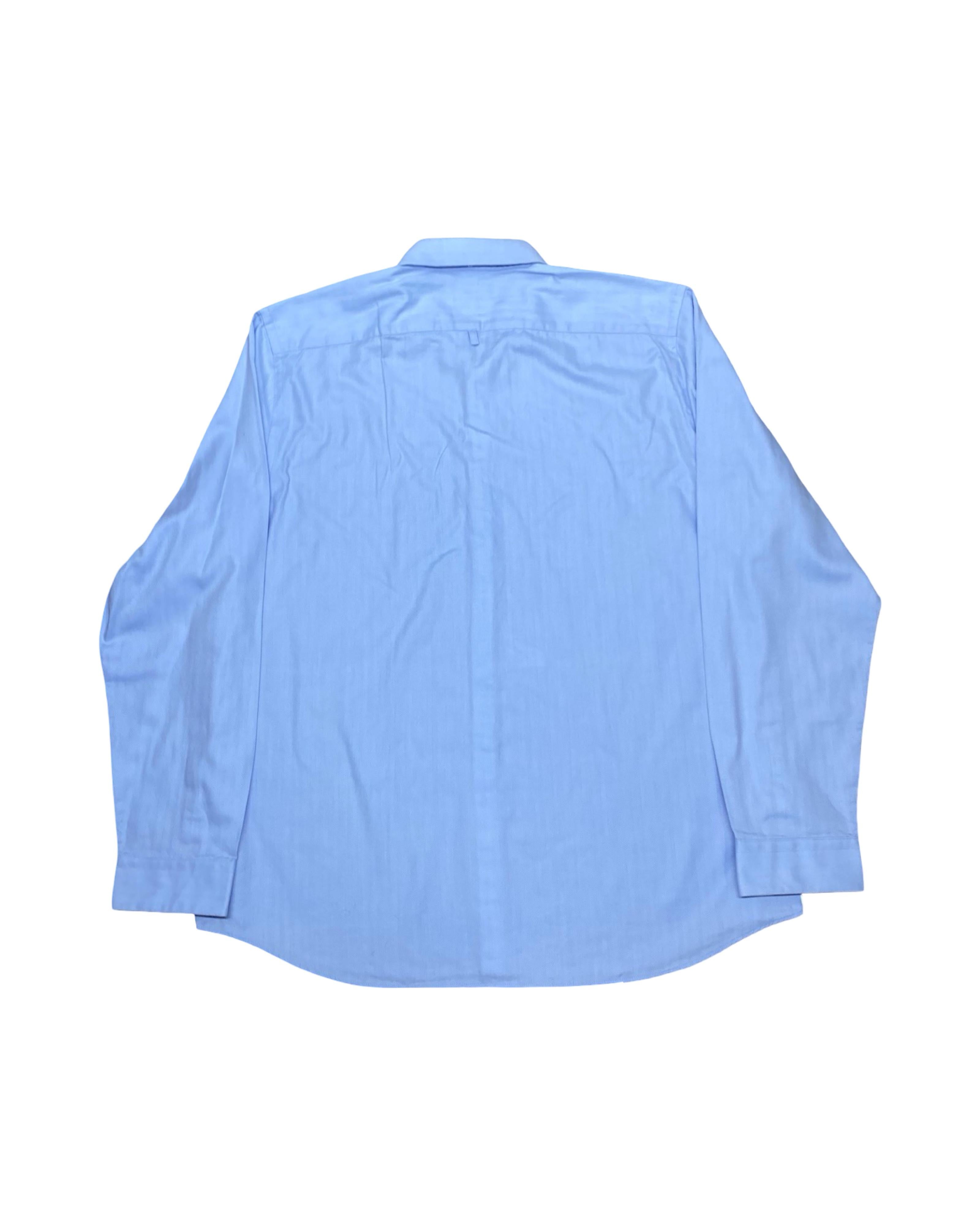 Racing Green Light Blue Herringbone Dress Shirt | Large | Chest 25.5”