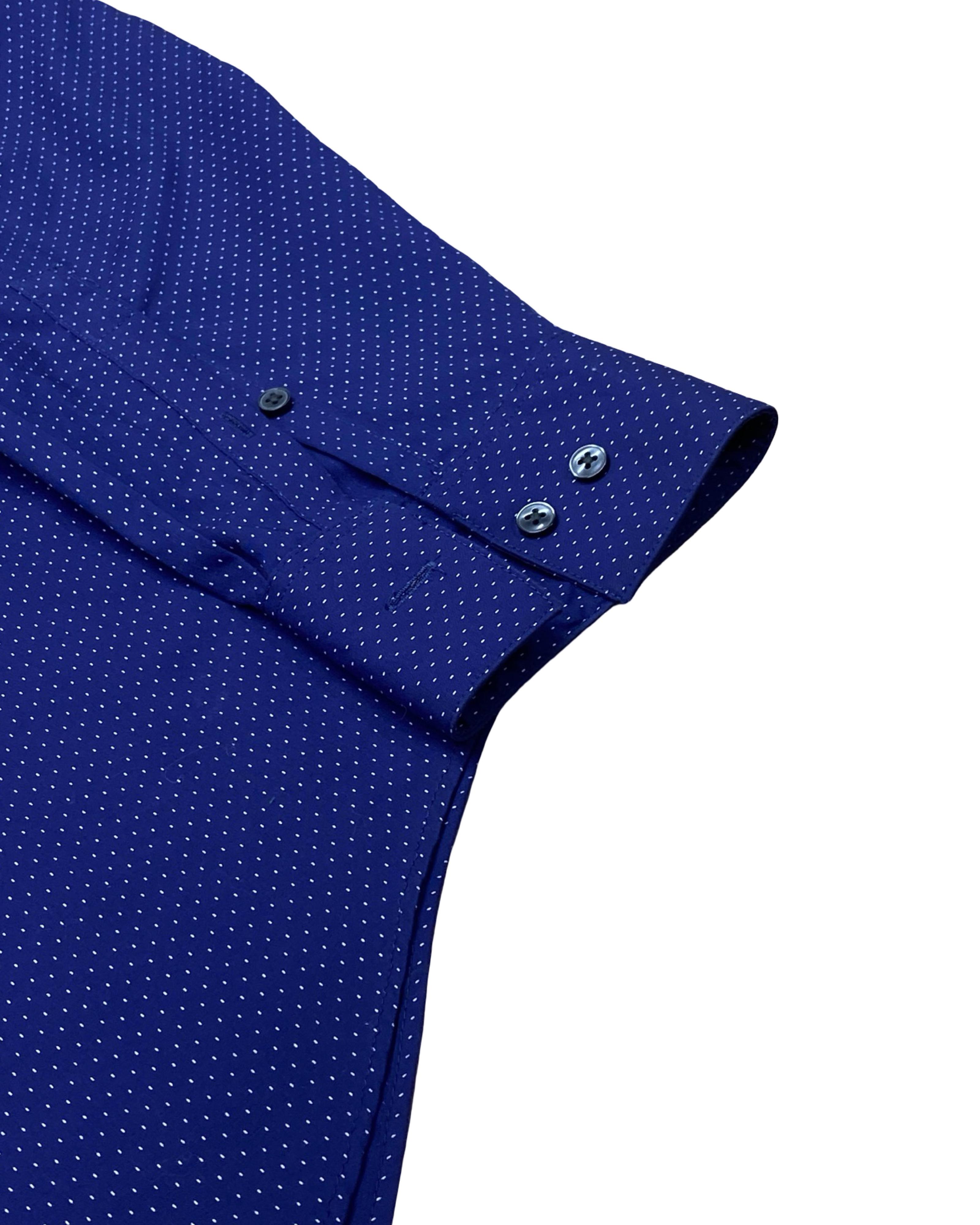 Calvin Klein Navy Polka Dot Dress Shirt | Medium | Chest 22.5”